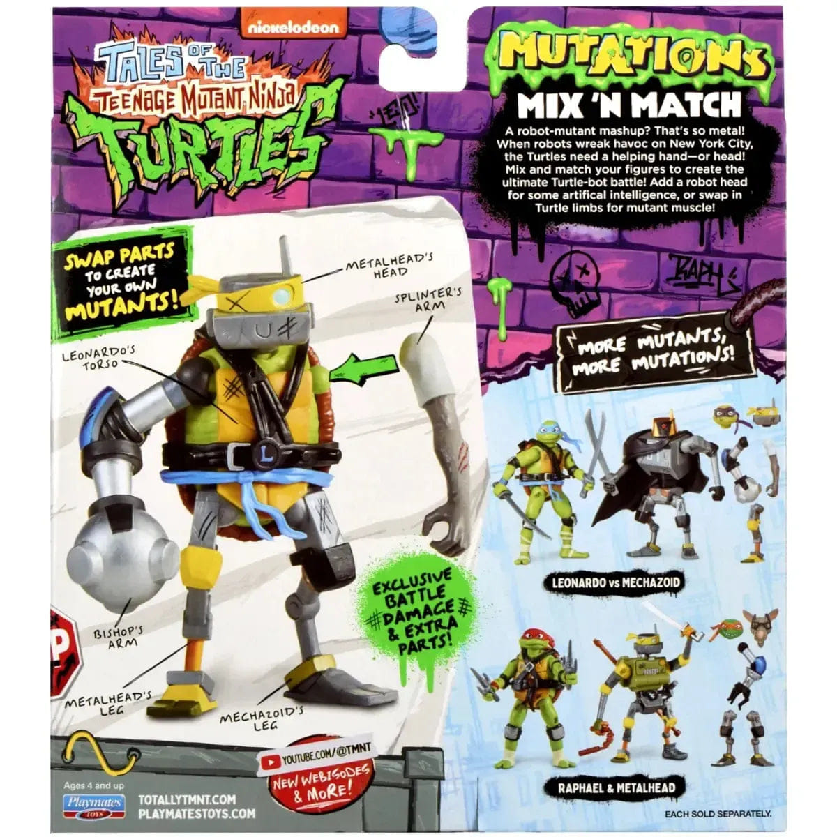 Playmates Toys Tales Of The Teenage Mutant Ninja Turtles - Leonardo & Mechazoid Action Figure Set - Playmates Toys - Mutations: Mix 'N Match Series