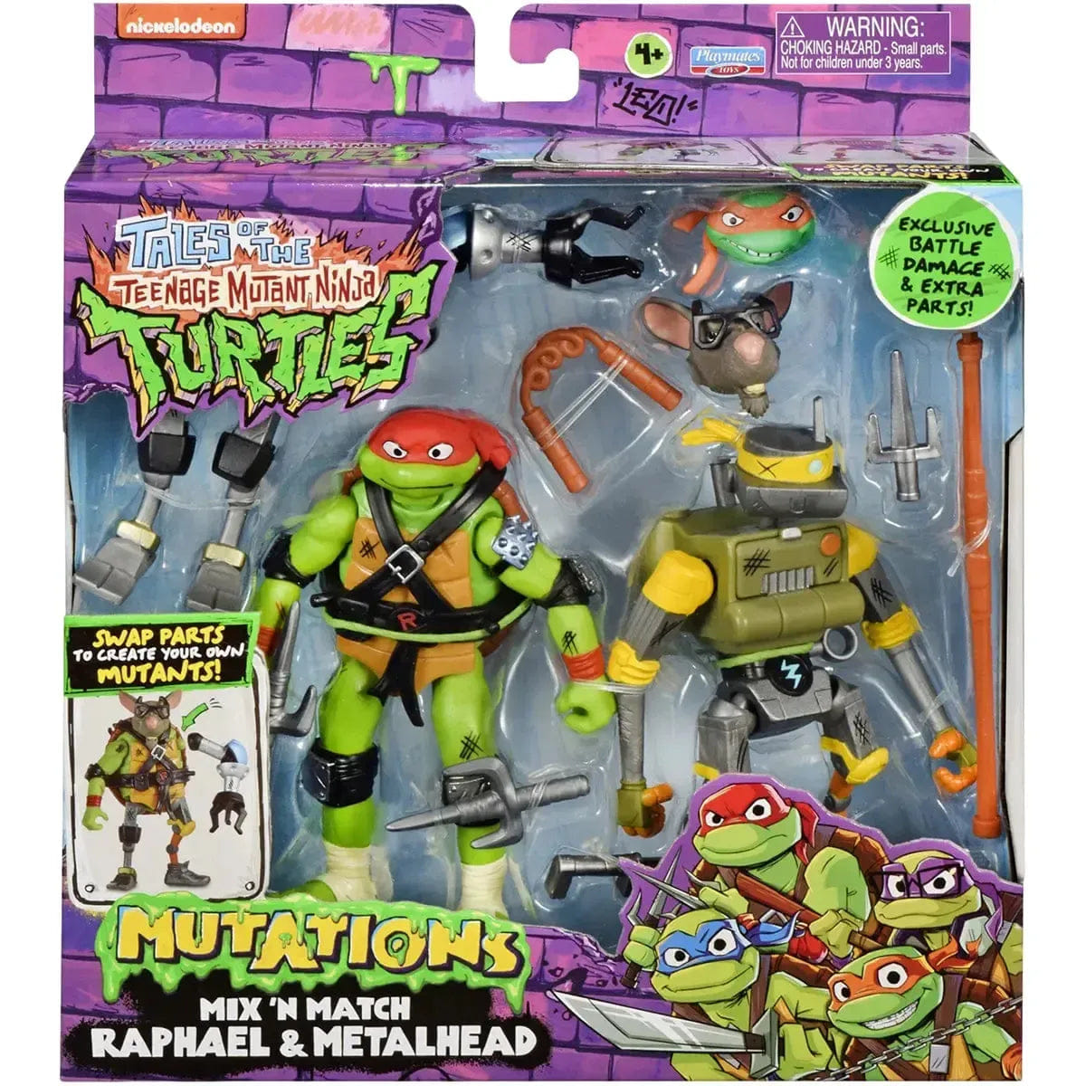 Playmates Toys Tales Of The Teenage Mutant Ninja Turtles - Raphael & Metalhead Action Figure Set - Playmates Toys - Mutations: Mix 'N Match Series