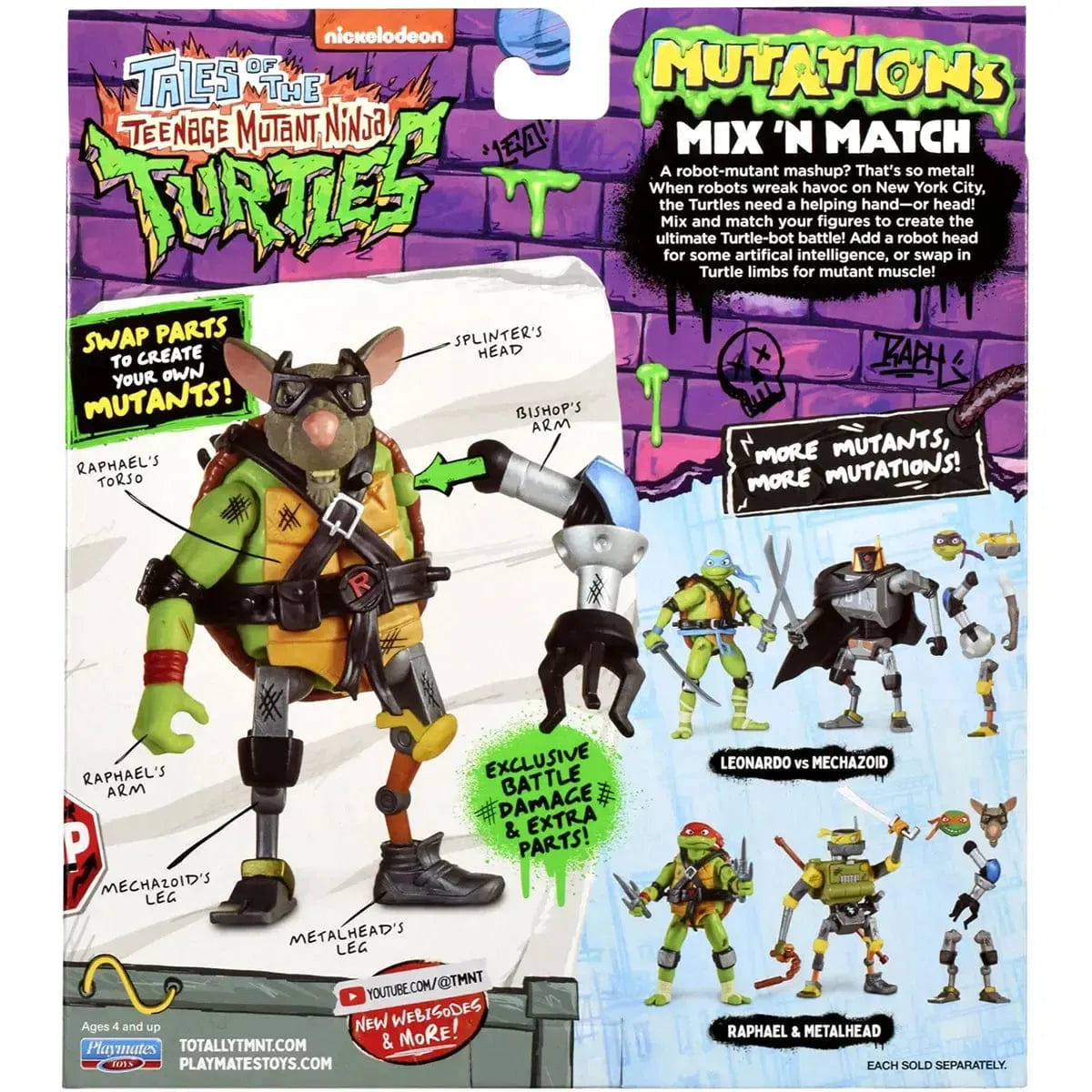 Playmates Toys Tales Of The Teenage Mutant Ninja Turtles - Raphael & Metalhead Action Figure Set - Playmates Toys - Mutations: Mix 'N Match Series
