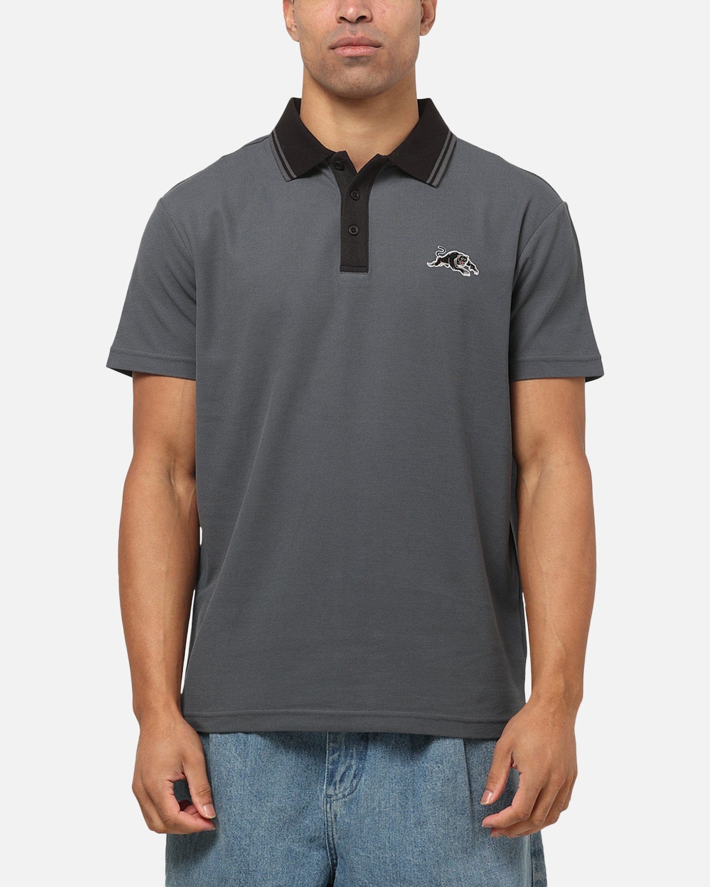Bleacher Athletic Penrith Panthers NRL Adult Golf Polo T - Shirt Grey