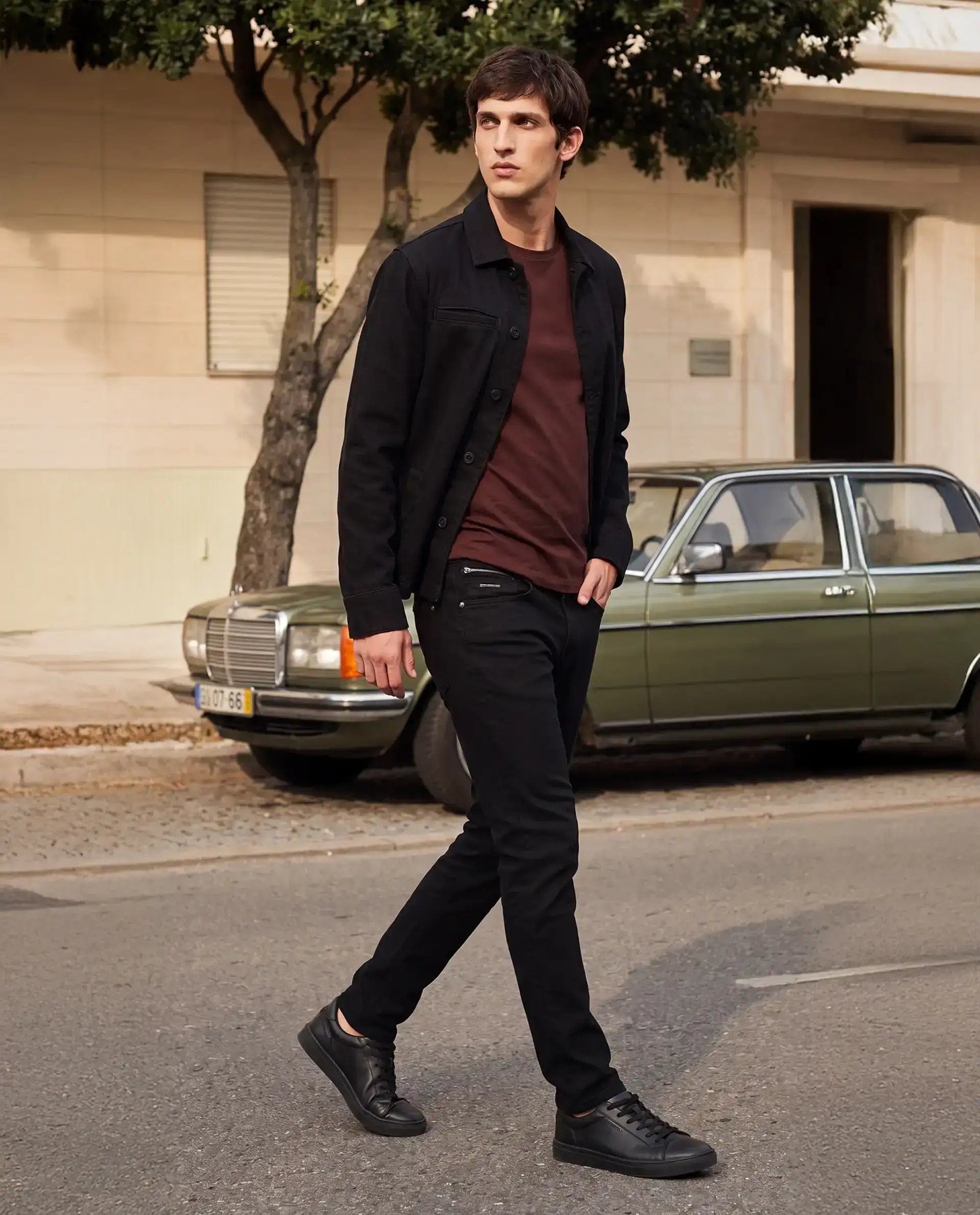 RARE Rabbit Men's Korv 26 Black Cotton Blend Fabric Hawk Slim Fit Plain Jeans