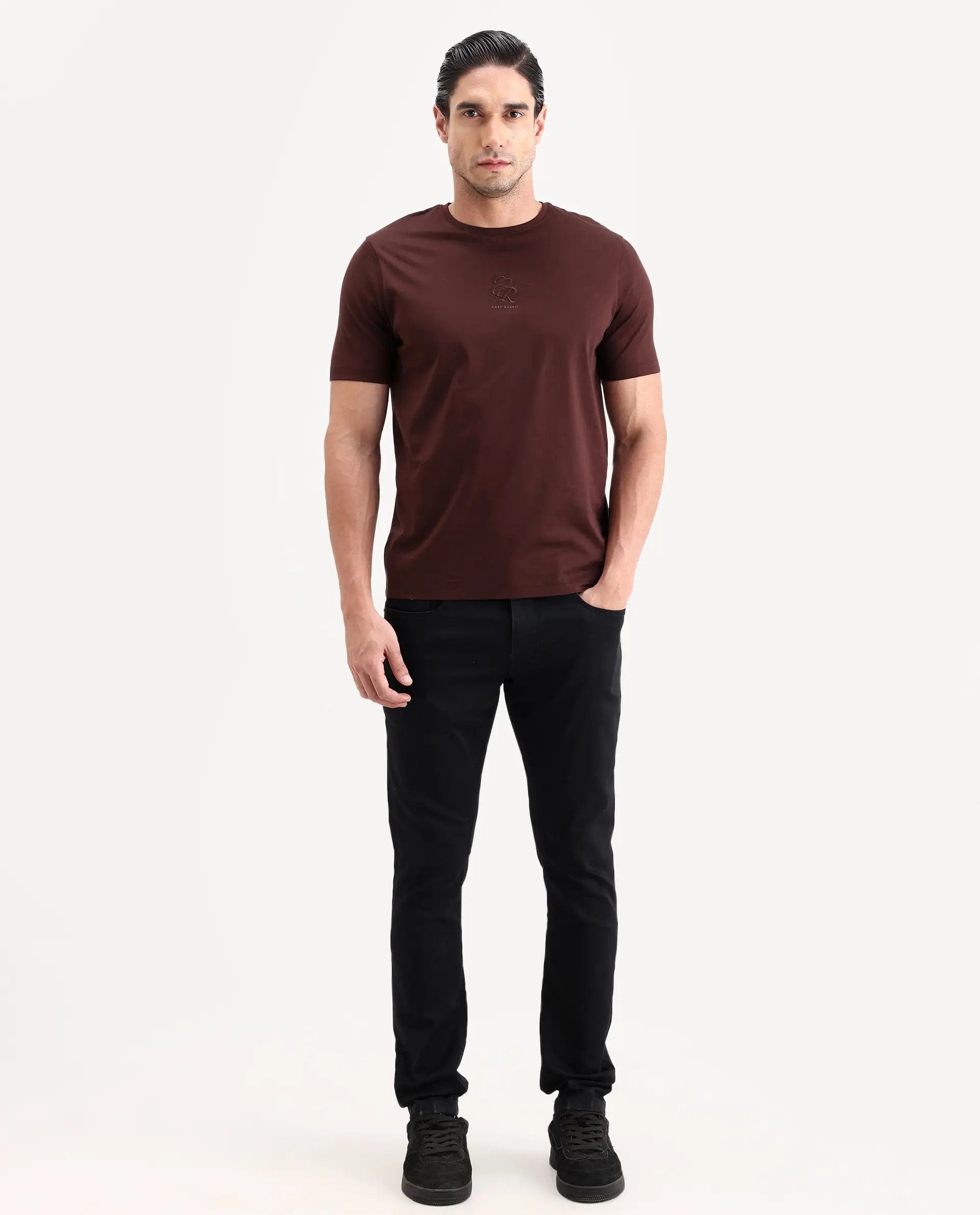 RARE Rabbit Men's Korv 26 Black Cotton Blend Fabric Hawk Slim Fit Plain Jeans