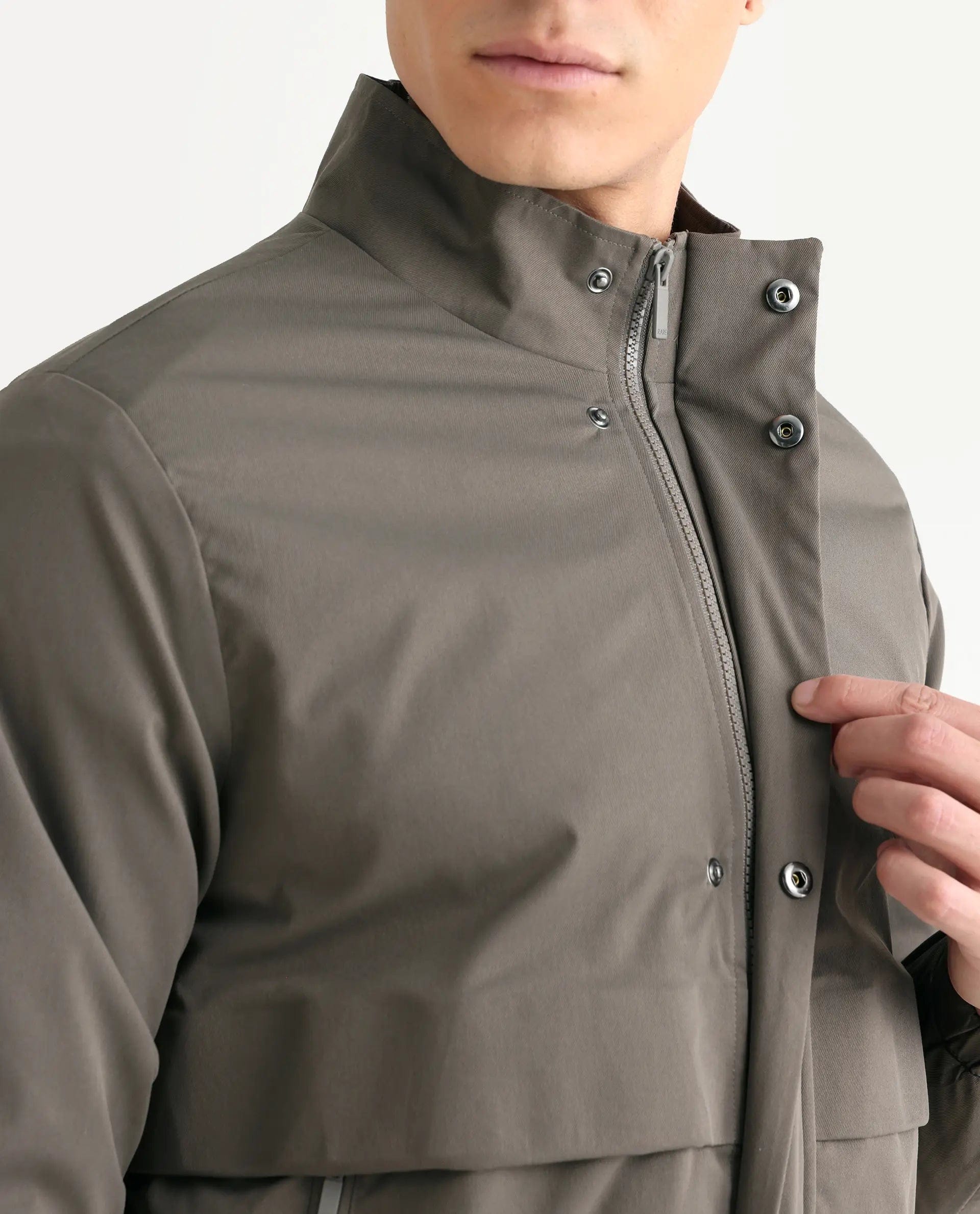 RARE Rabbit Men's Tim Grey Polyester Fabric High Neck Regular Fit Plain Jacket