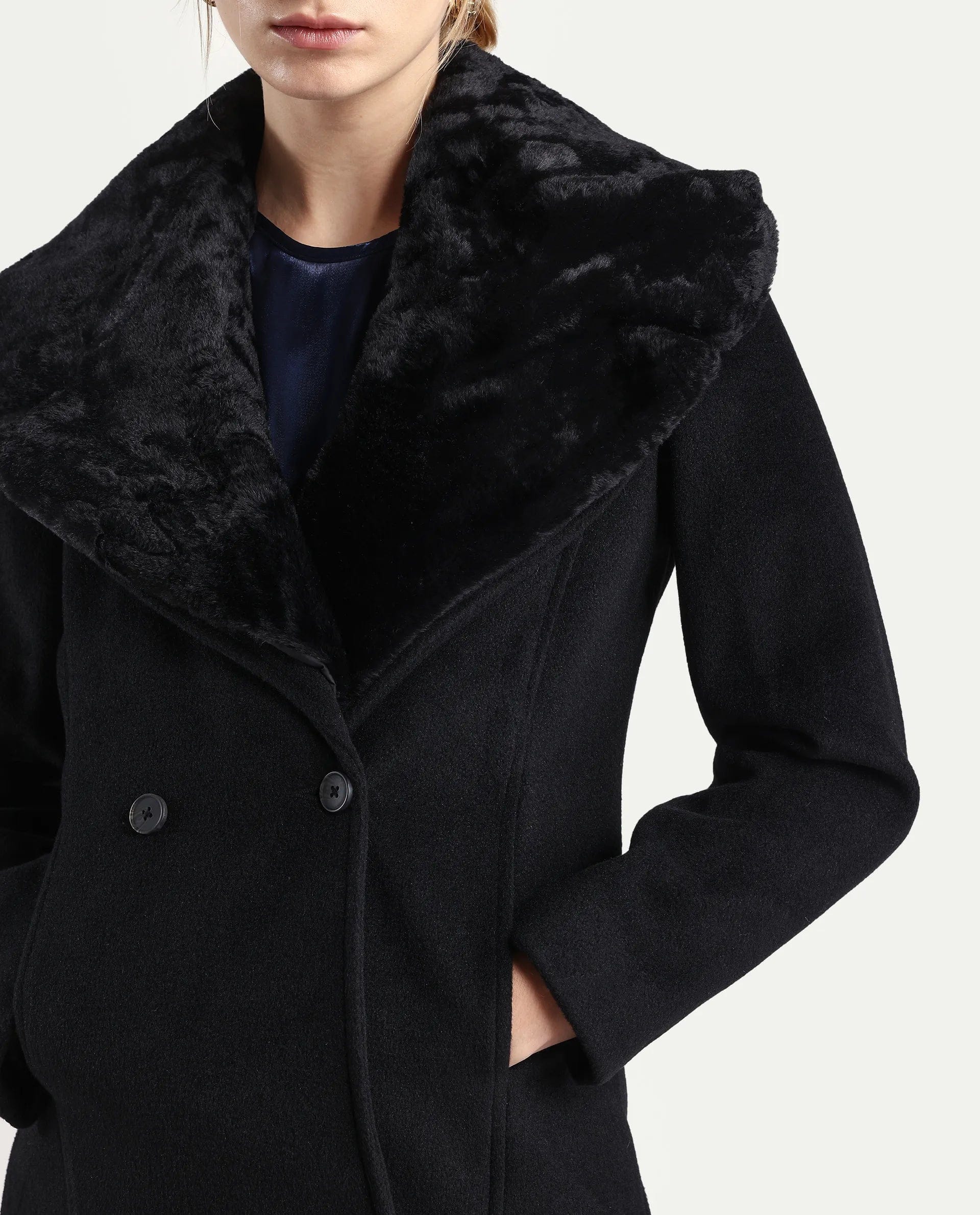 Rareism Women's Teich - 25 Black Polyester Regular Fit Coat