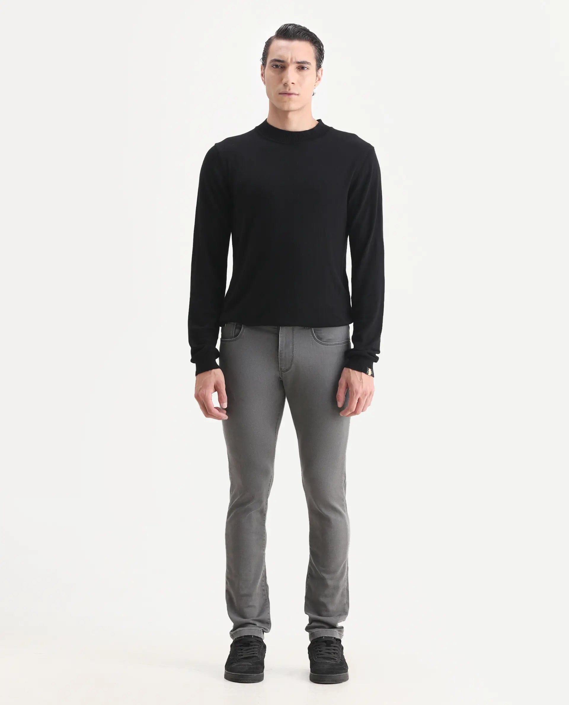 RARE Rabbit Men's Korv - 25 Grey Cotton Blend Plain Hawk Slim Fit Jeans