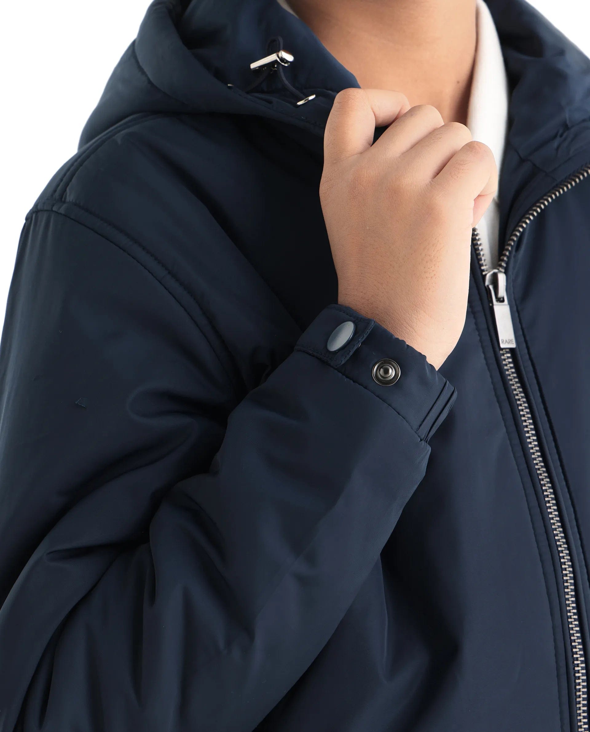 Rare Ones Kids Kost - K Navy Polyester Zipper Closure Hooded Plain Full Sleeves Regular Fit Jacket