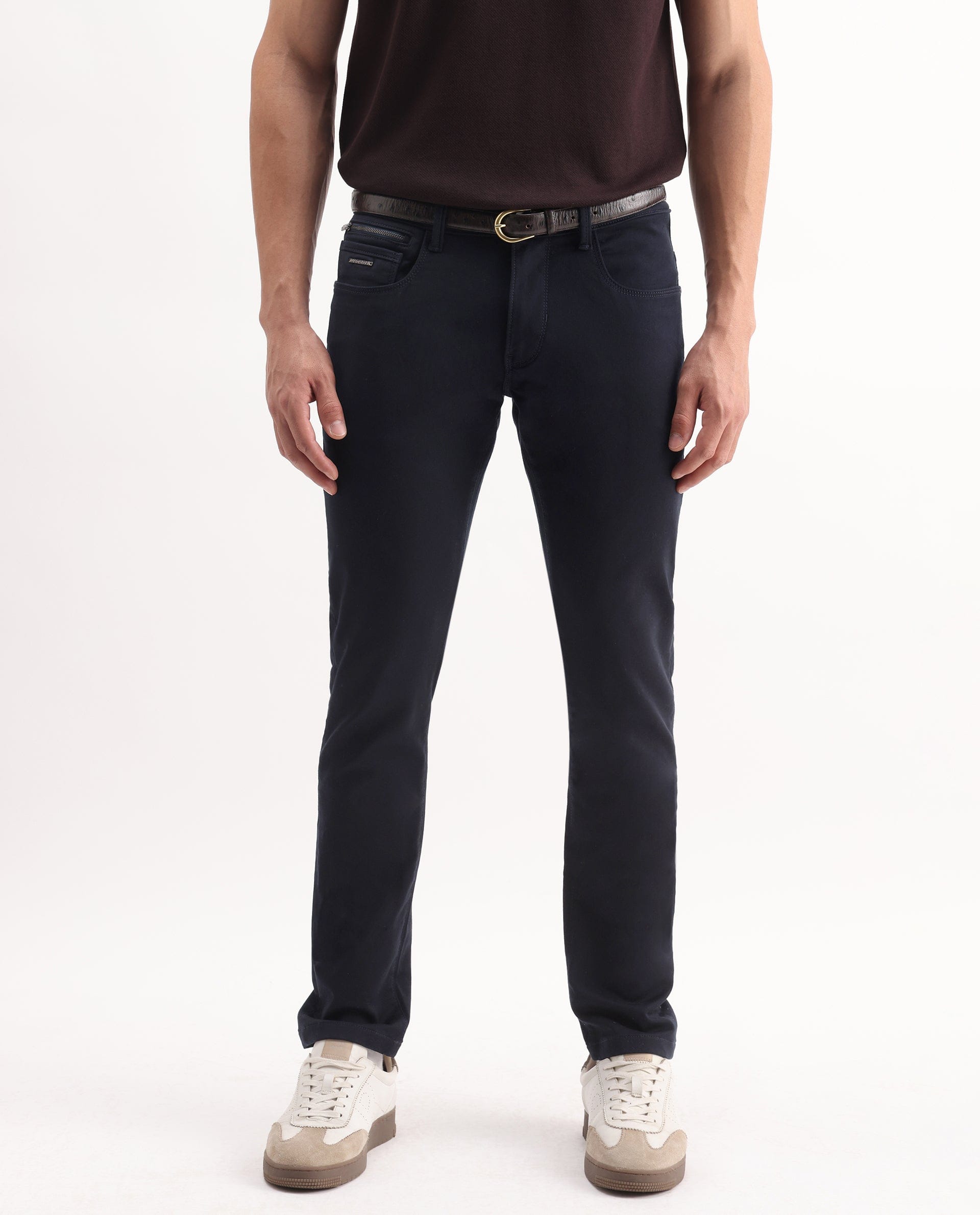 RARE Rabbit Men's Korv - 25 Navy Cotton Blend Plain Hawk Slim Fit Jeans