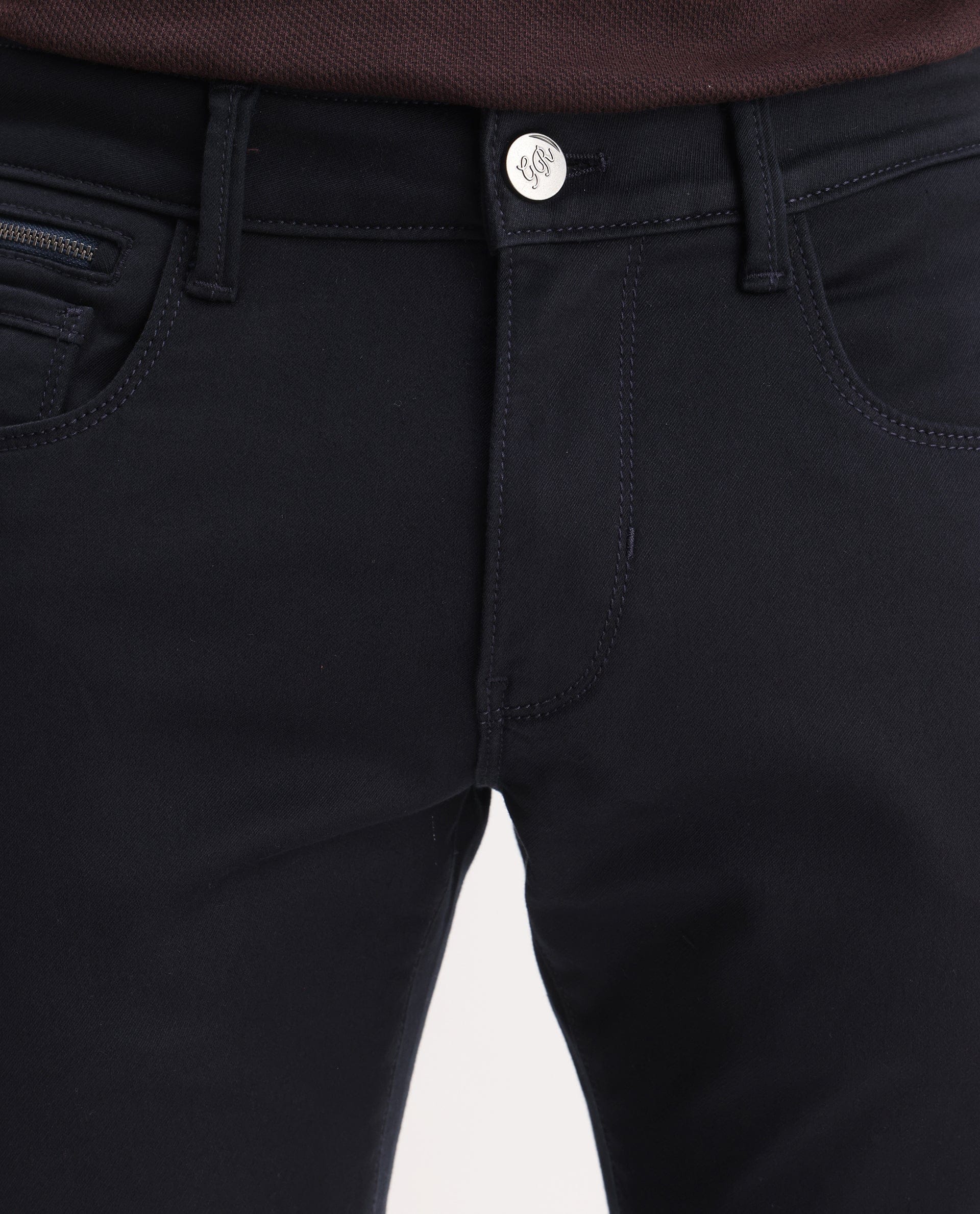 RARE Rabbit Men's Korv - 25 Navy Cotton Blend Plain Hawk Slim Fit Jeans