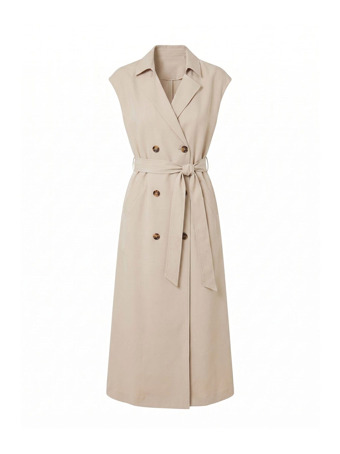 Forever New Elsa Sleeveless Trench Midi Dress Neutral