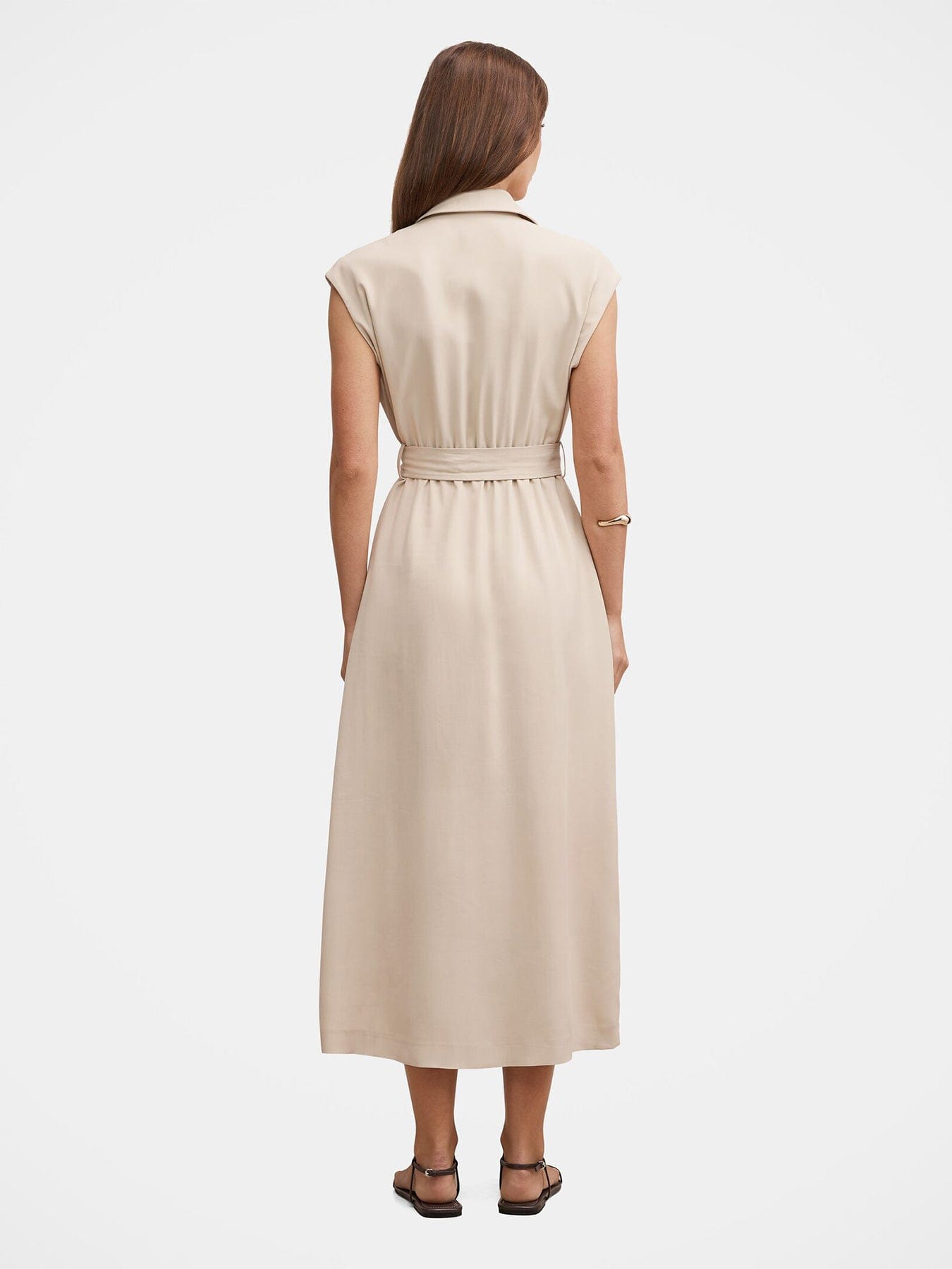 Forever New Elsa Sleeveless Trench Midi Dress Neutral