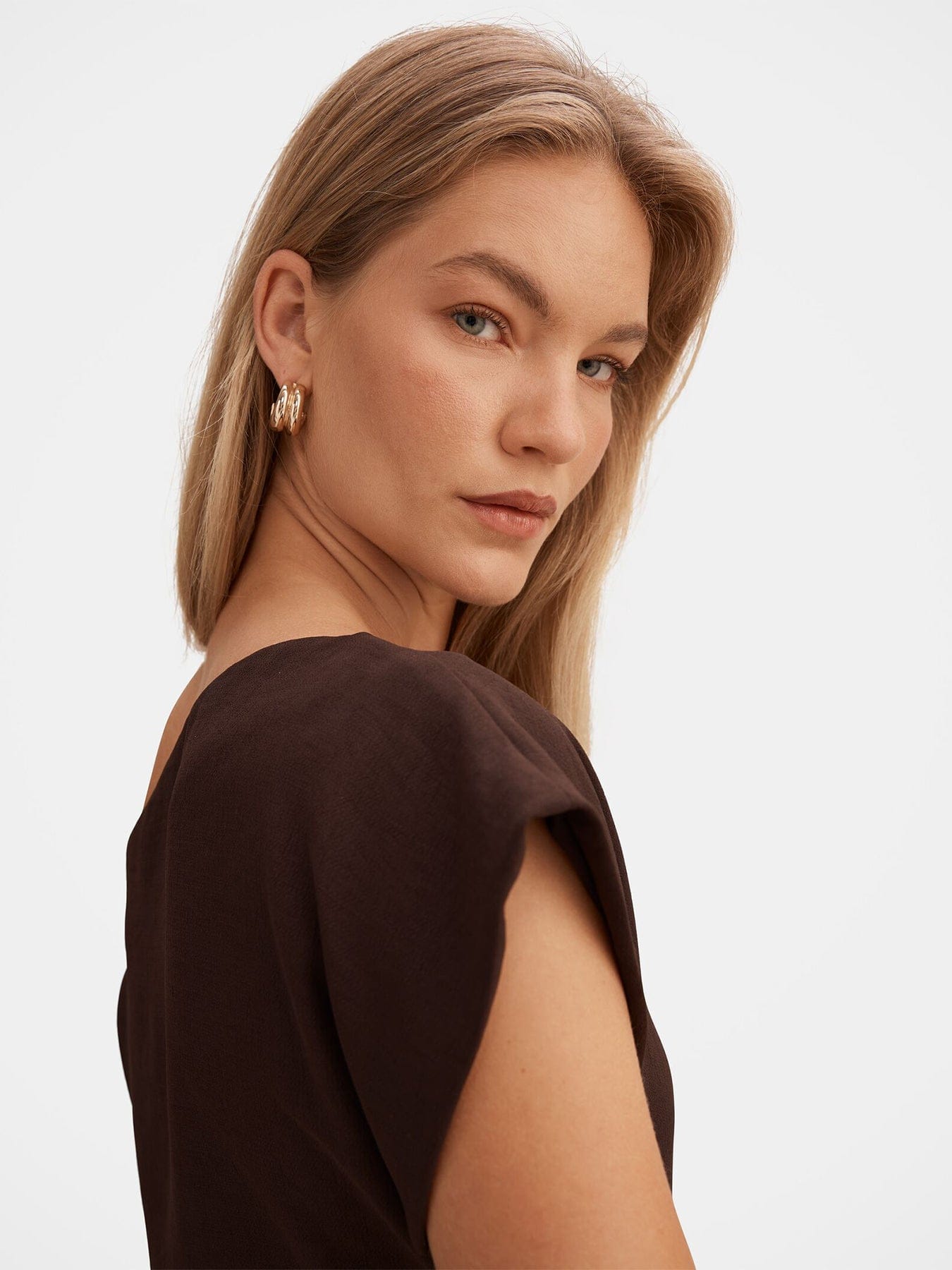Forever New Danielle Asymmetrical Mini Dress Brown