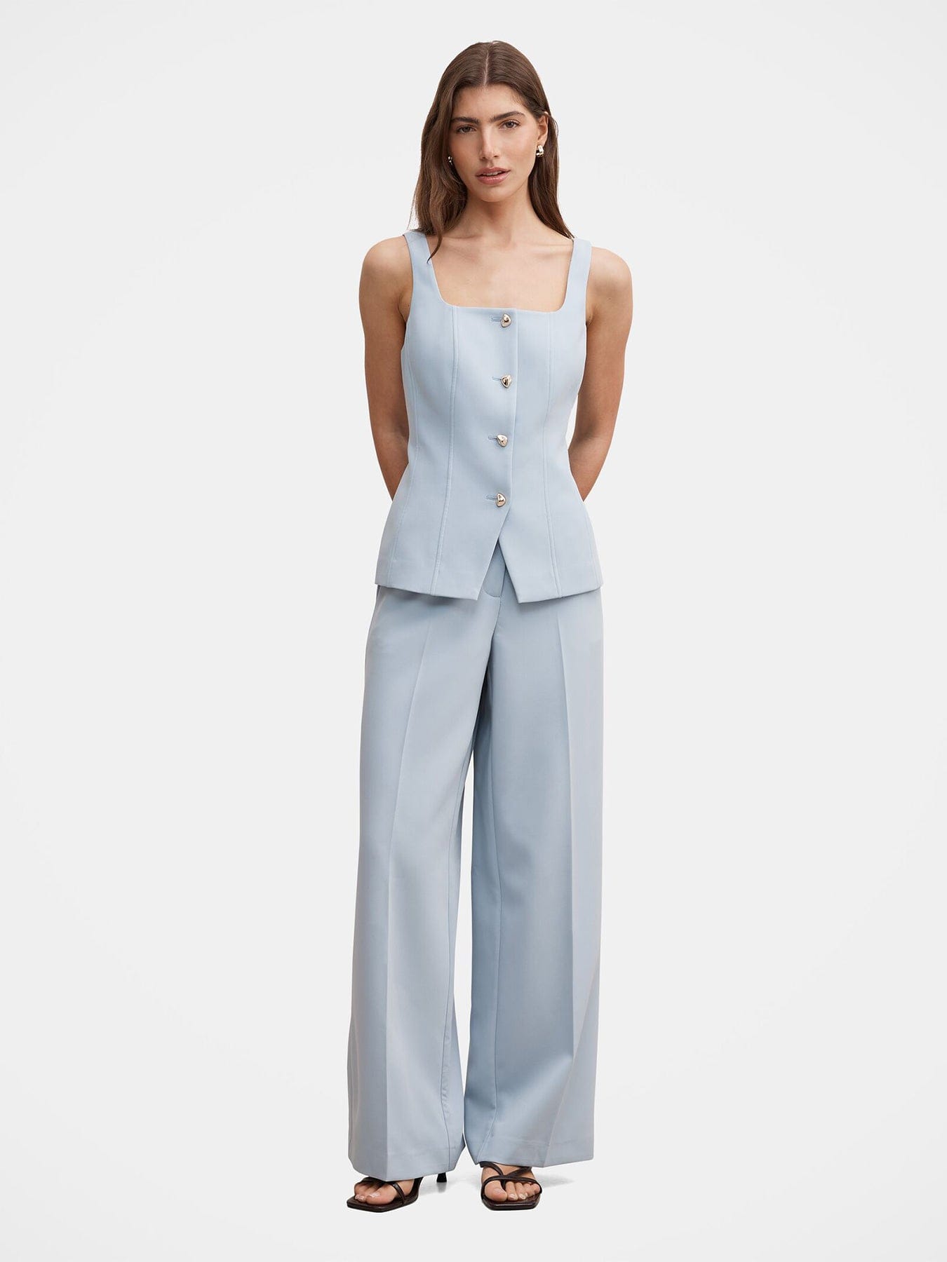 Forever New Lee Square Neck Waistcoat Blue