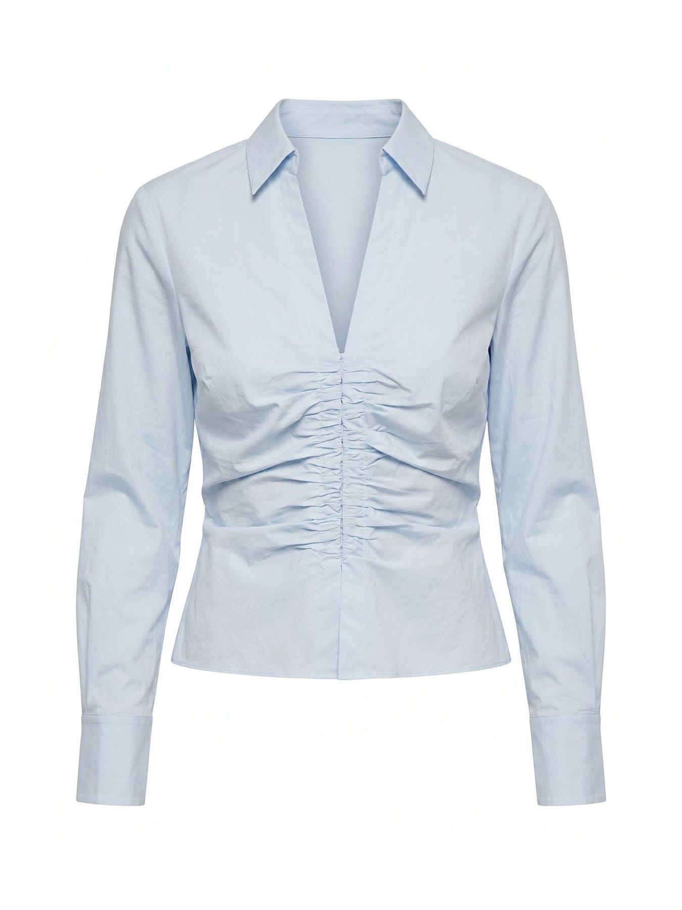 Forever New Ainsley Gathered Shirt Blue