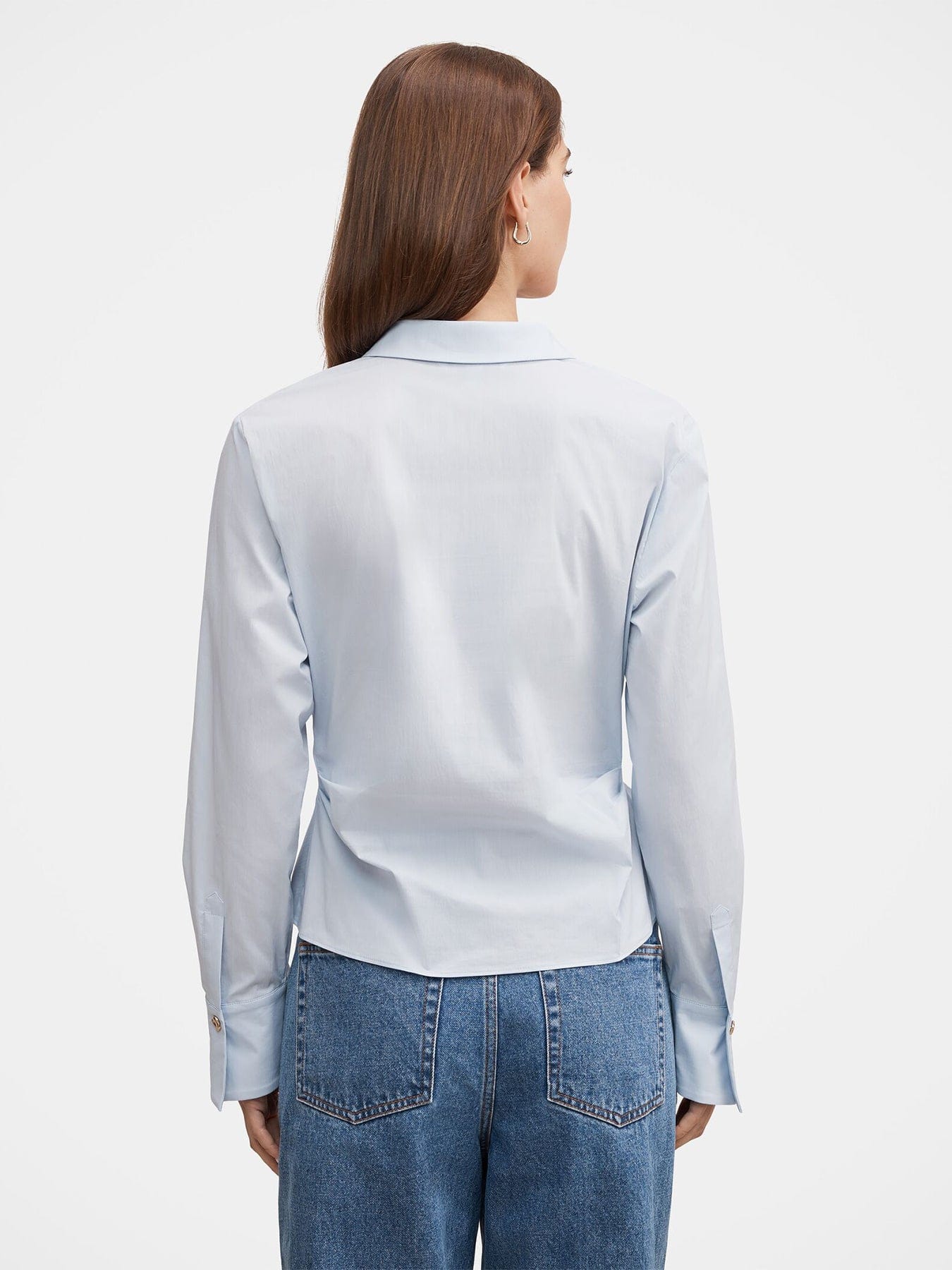 Forever New Ainsley Gathered Shirt Blue