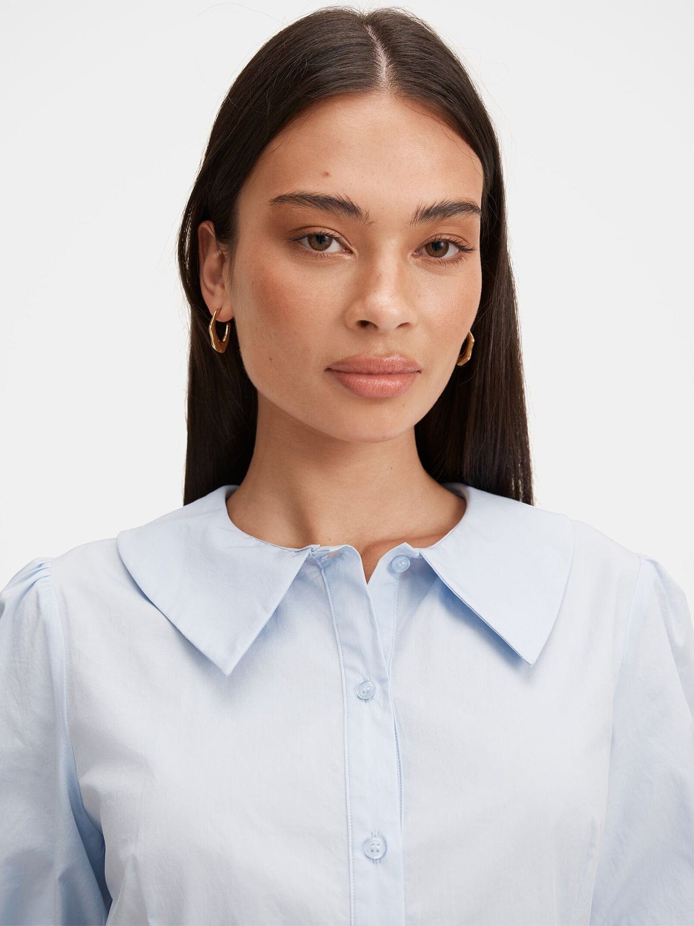 Forever New Gracie Bubble Sleeve Shirt Blue