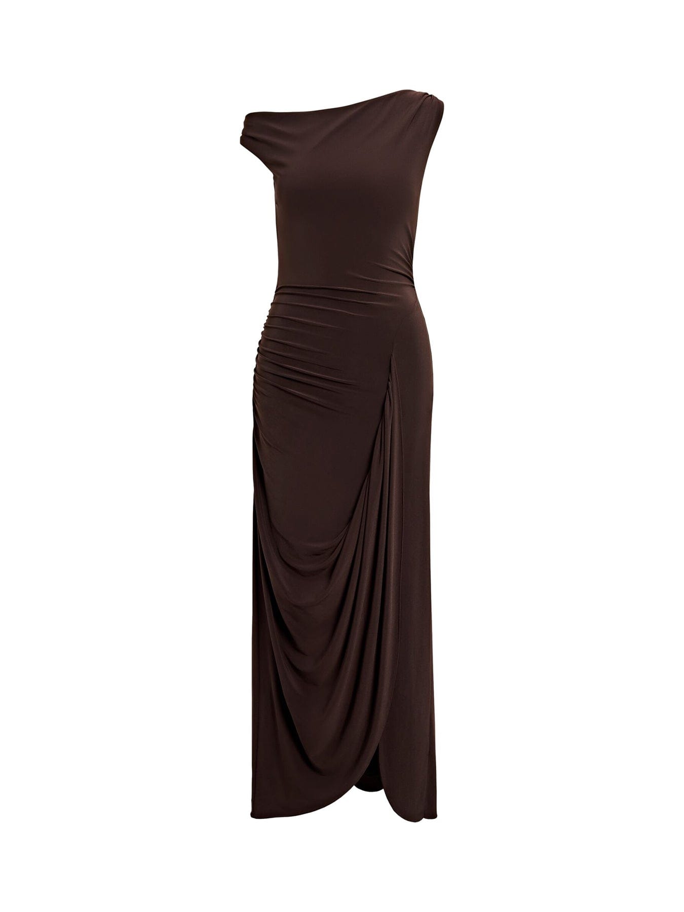 Forever New Vicky Asymmetric Jersey Maxi Dress Brown