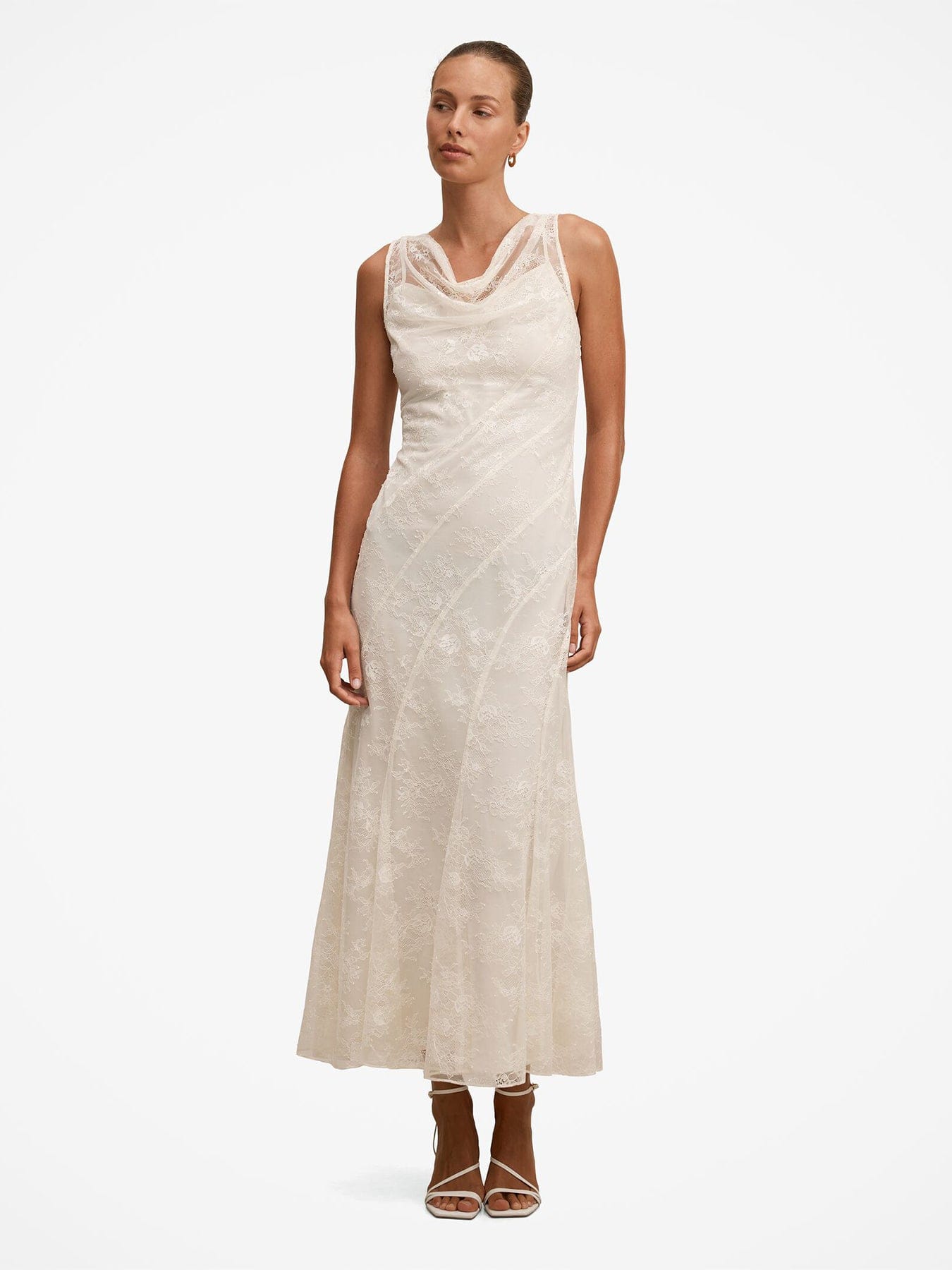 Forever New Jenna Panelled Lace Dress Cream