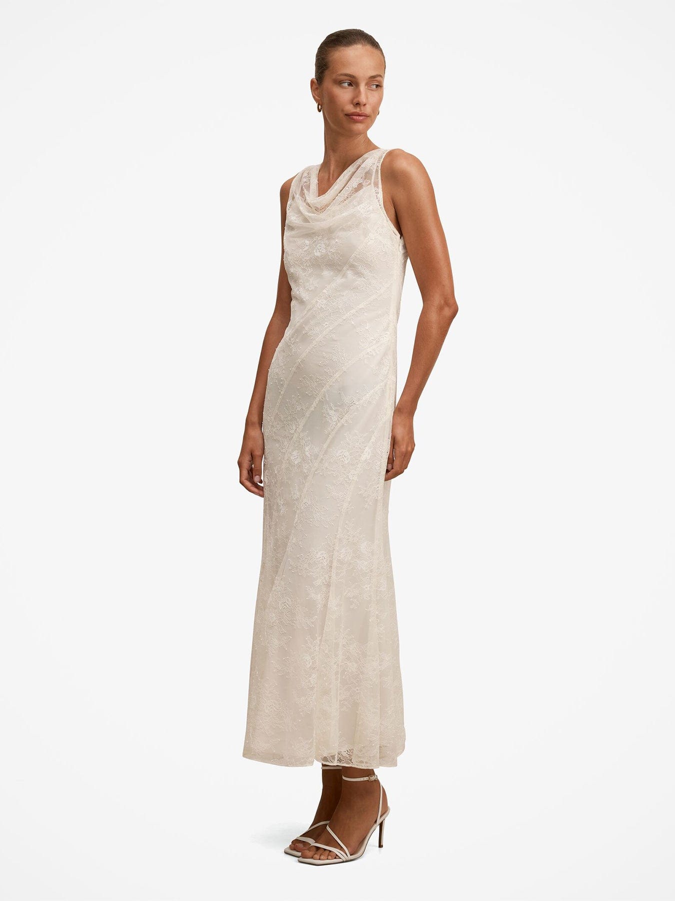 Forever New Jenna Panelled Lace Dress Cream