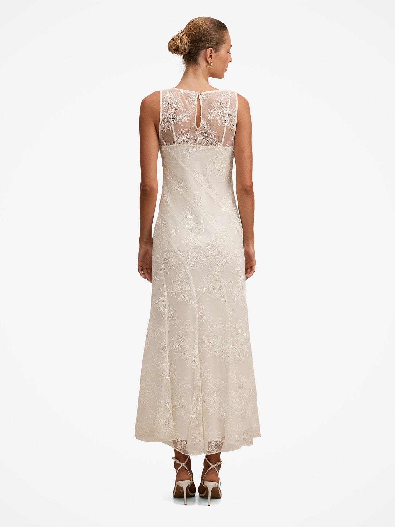 Forever New Jenna Panelled Lace Dress Cream