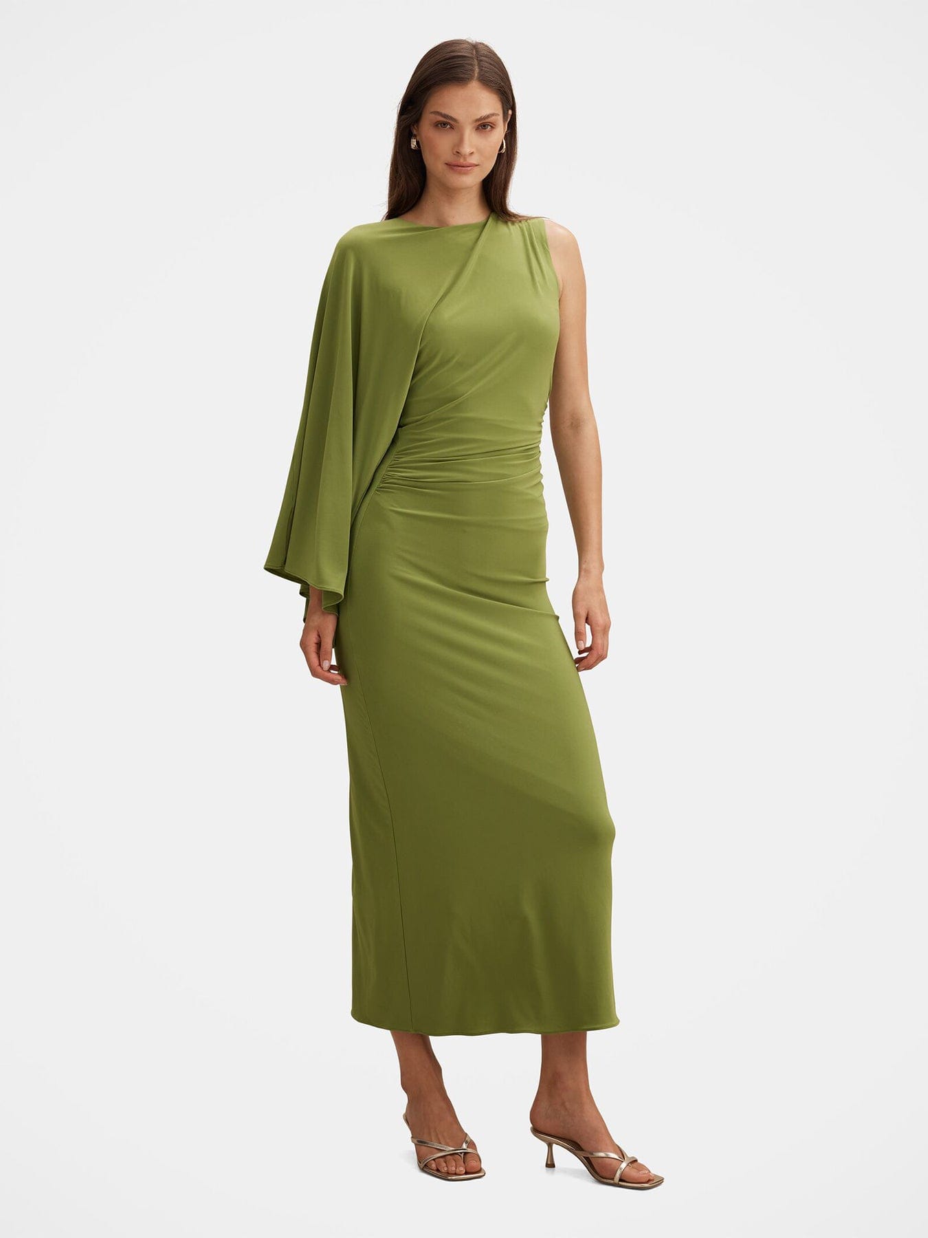 Forever New Fleur Cape Shoulder Maxi Dress Green