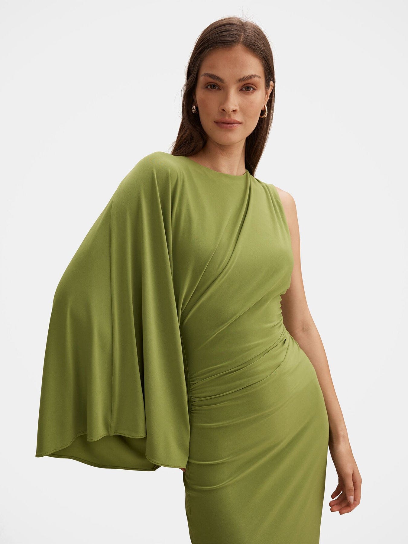 Forever New Fleur Cape Shoulder Maxi Dress Green