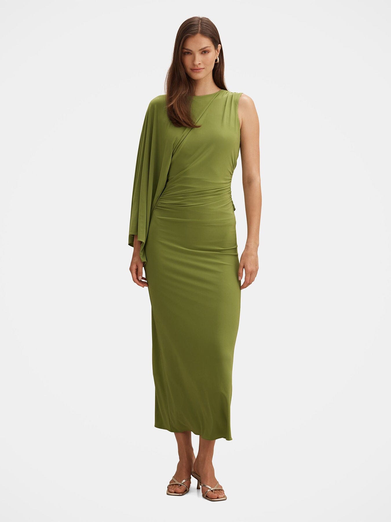 Forever New Fleur Cape Shoulder Maxi Dress Green