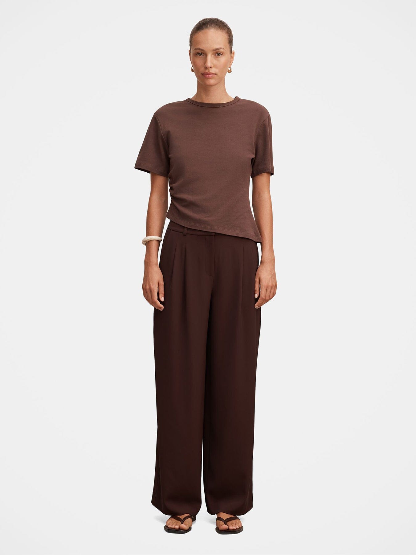 Forever New Dani Straight Leg Tailored Trousers Brown