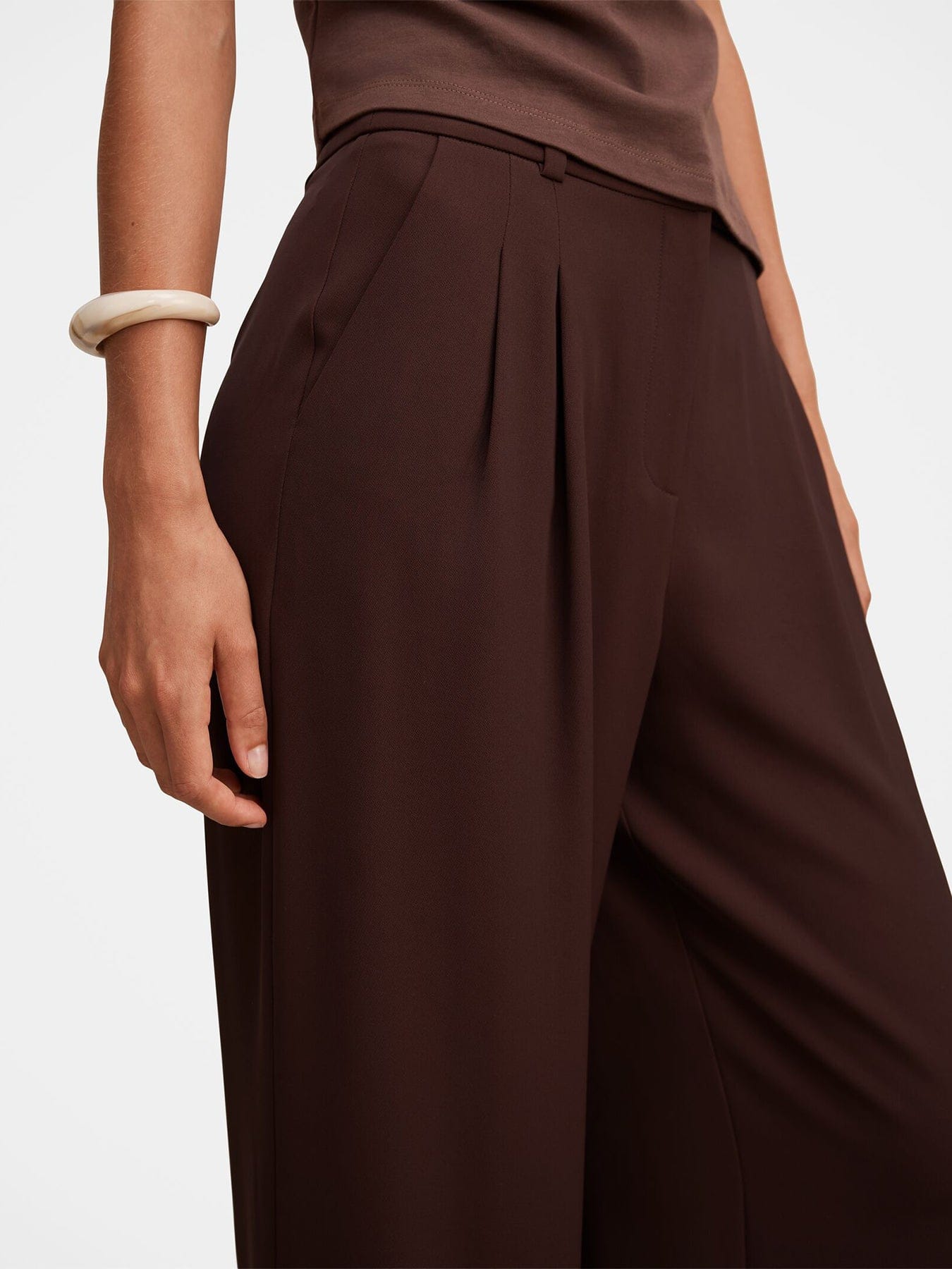 Forever New Dani Straight Leg Tailored Trousers Brown