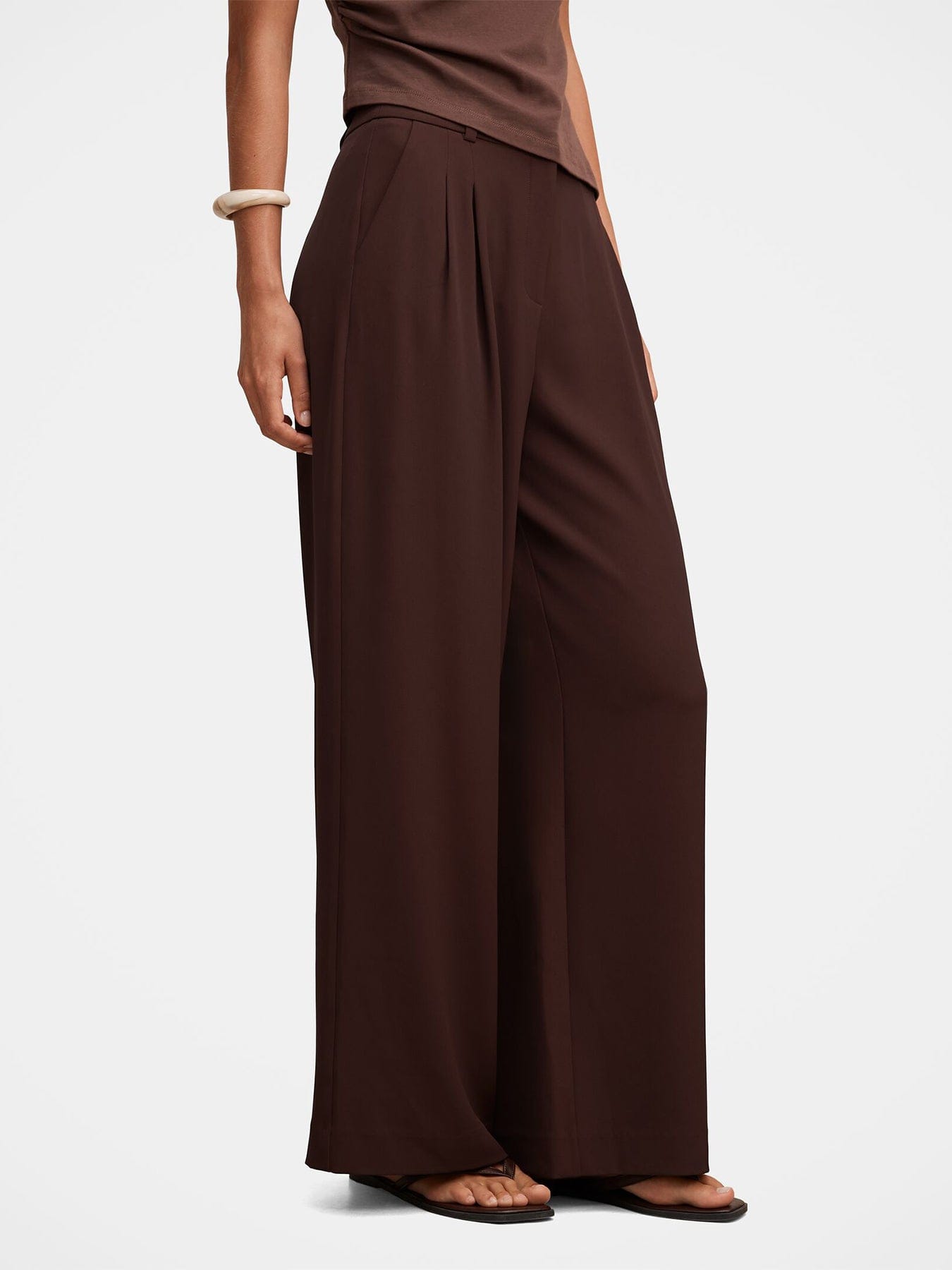 Forever New Dani Straight Leg Tailored Trousers Brown