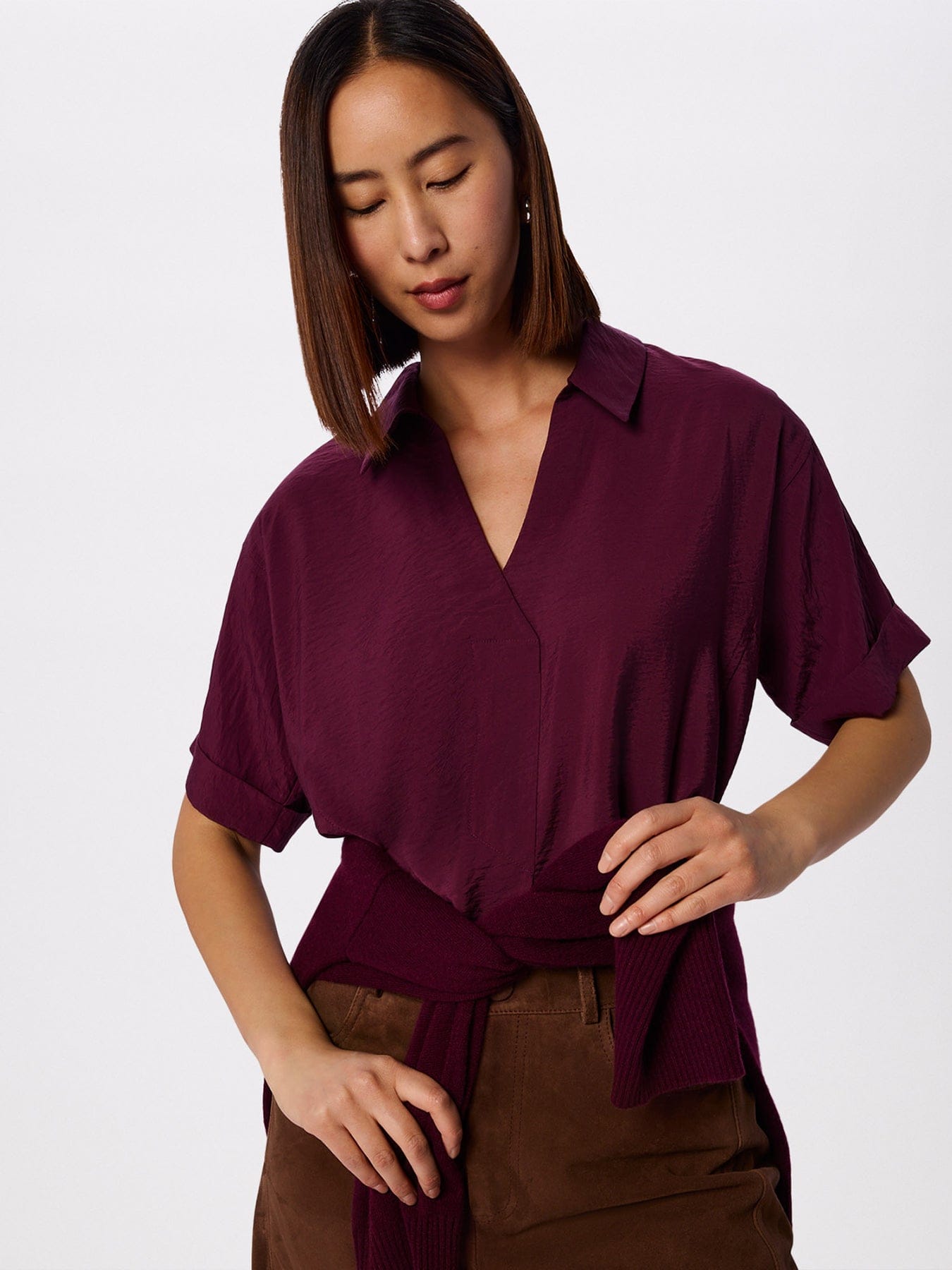 Whistles Sasha Relaxed Shirt Brown