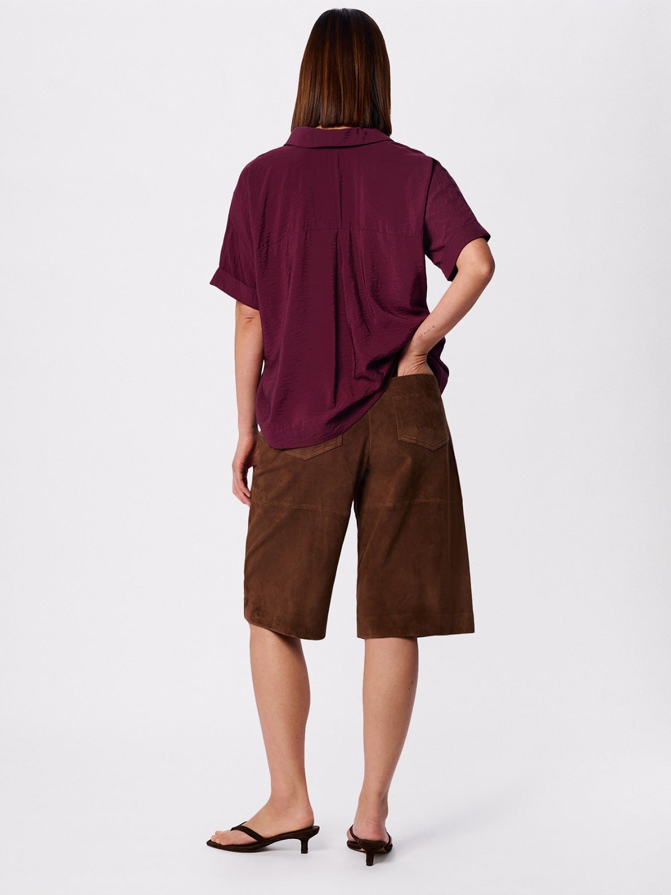 Whistles Sasha Relaxed Shirt Brown