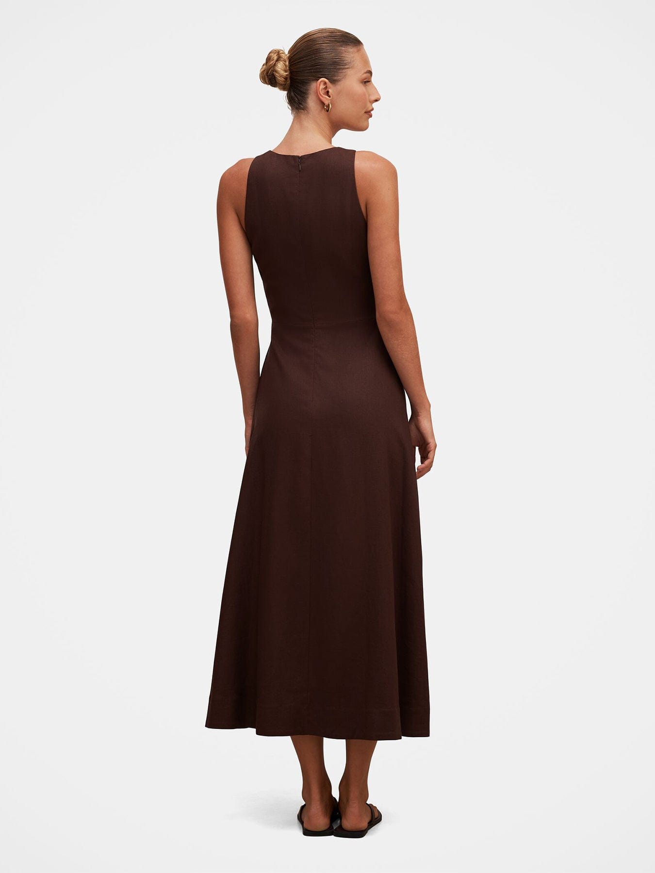 Forever New Zoey Halter Neck Tie Midi Dress Brown