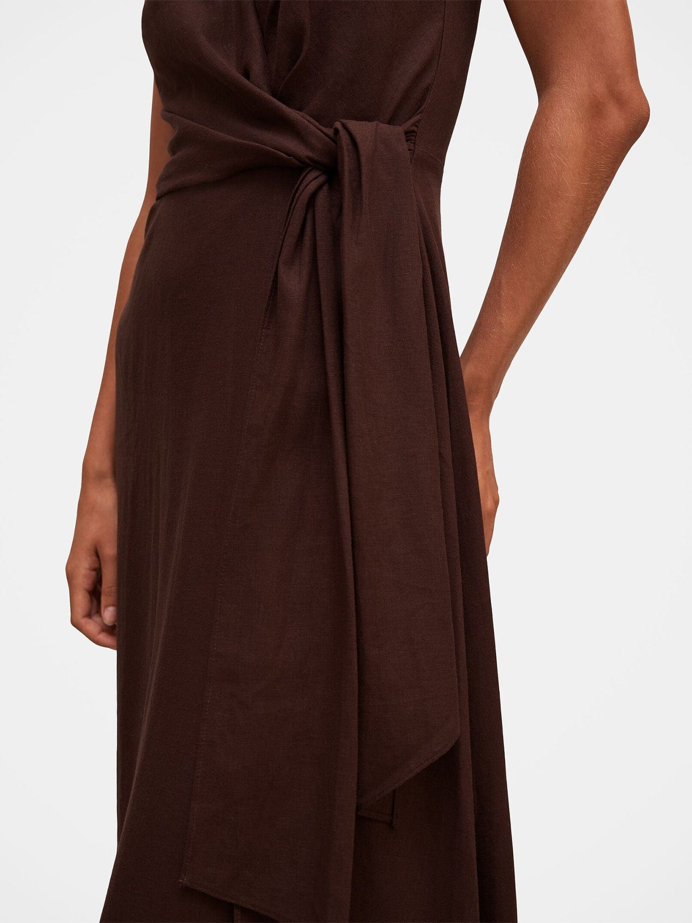 Forever New Zoey Halter Neck Tie Midi Dress Brown