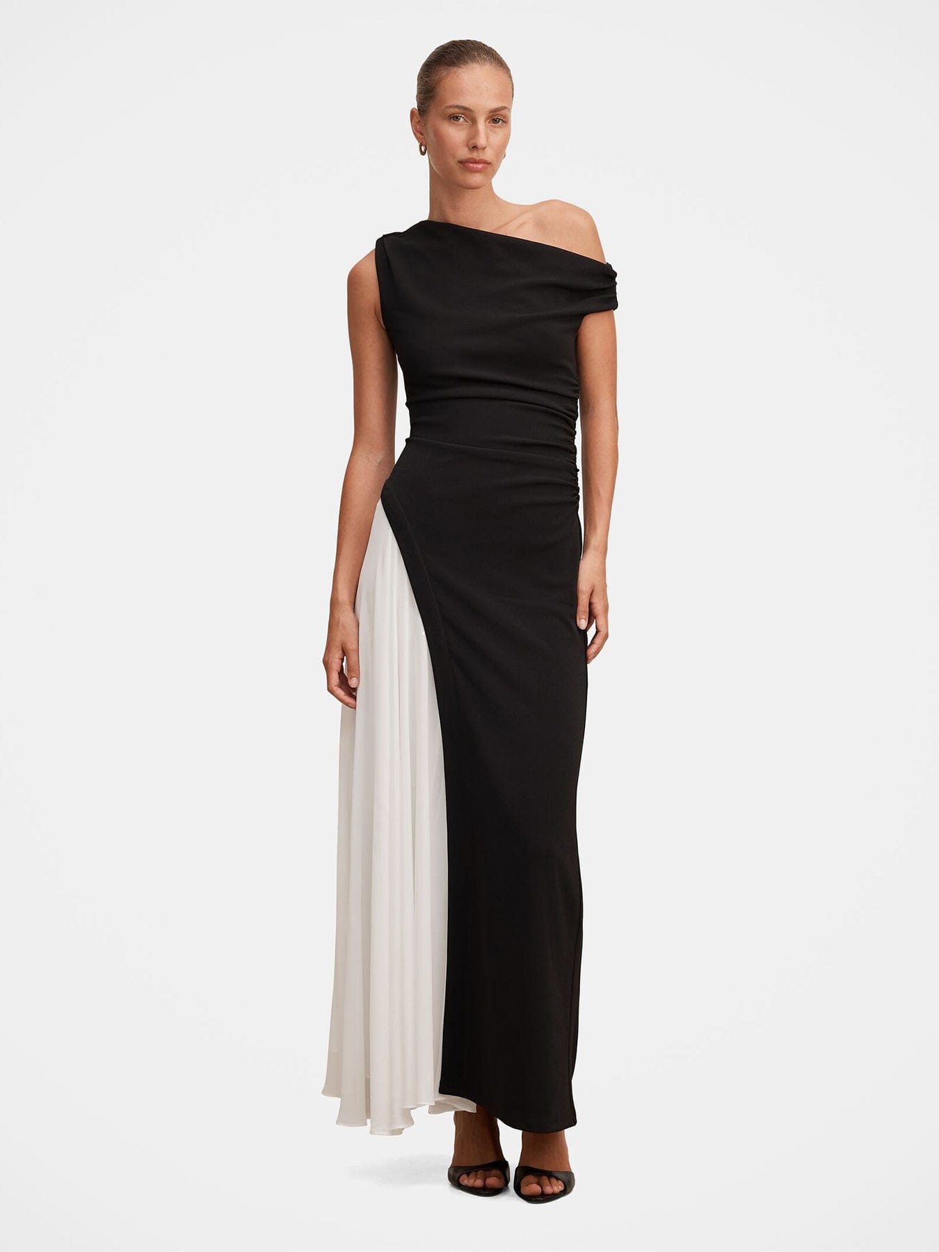 Forever New Camille Off Shoulder Contrast Maxi Dress Black