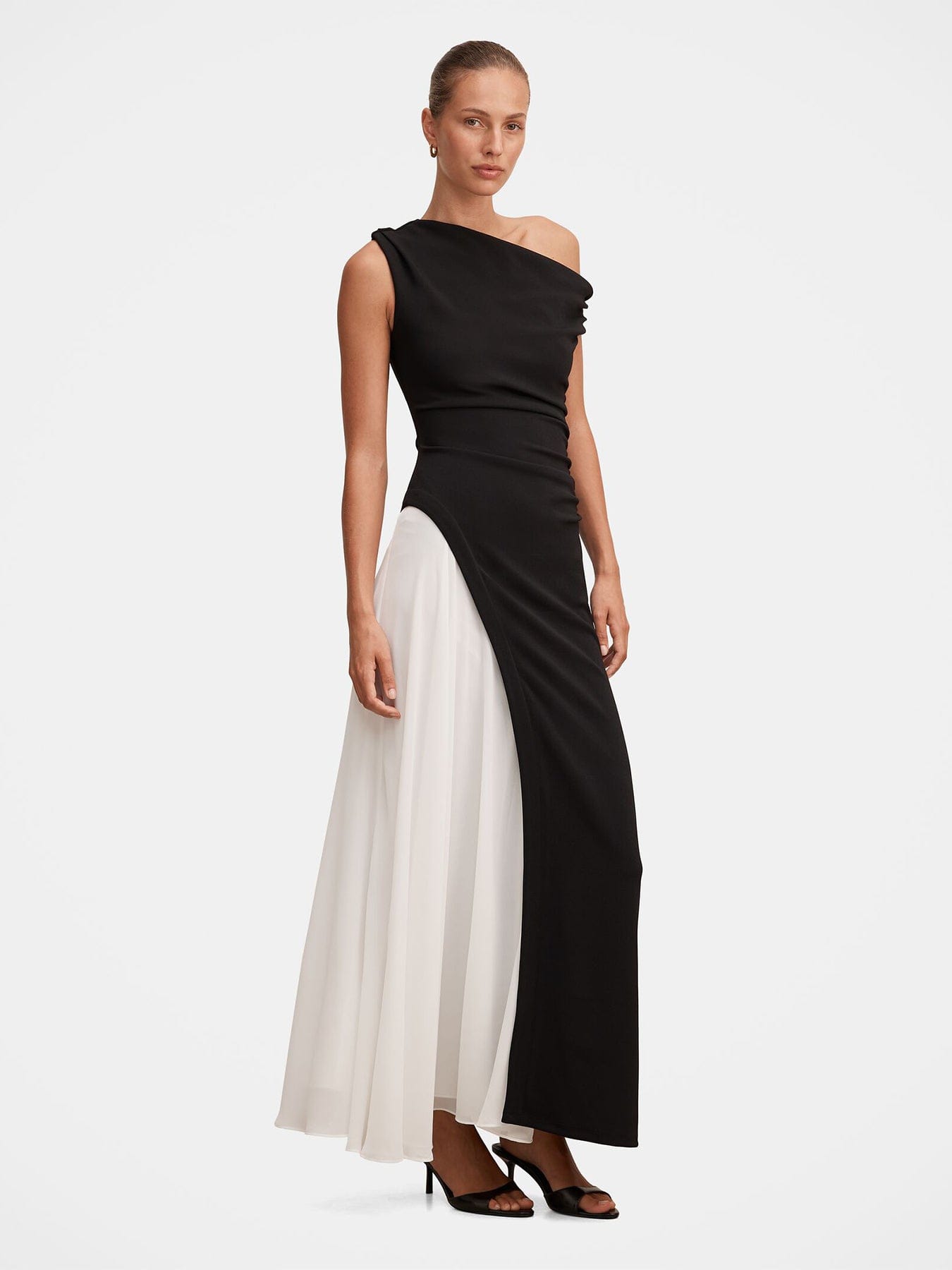 Forever New Camille Off Shoulder Contrast Maxi Dress Black
