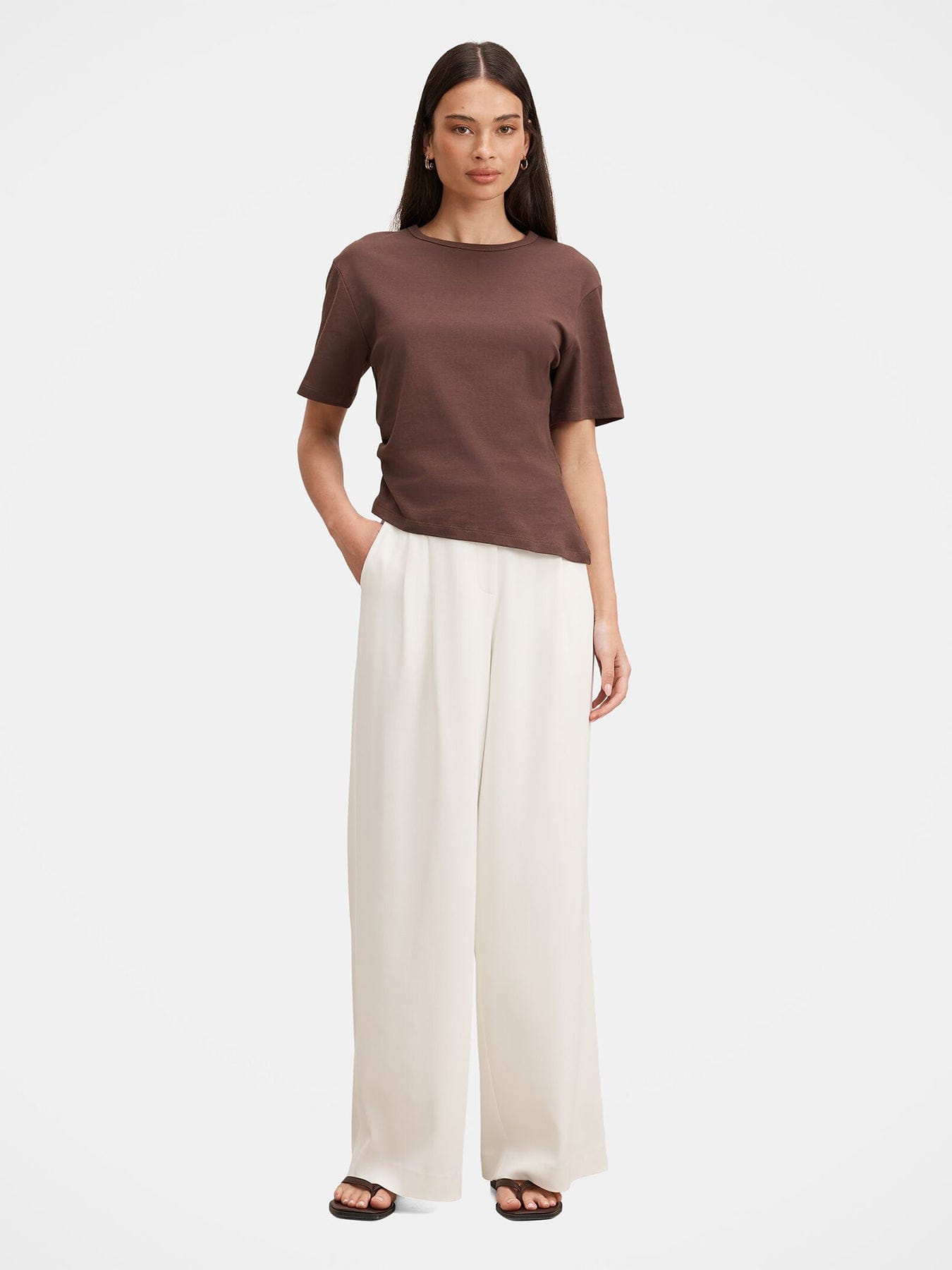 Forever New Annabelle Pleated Wide Leg Trousers White