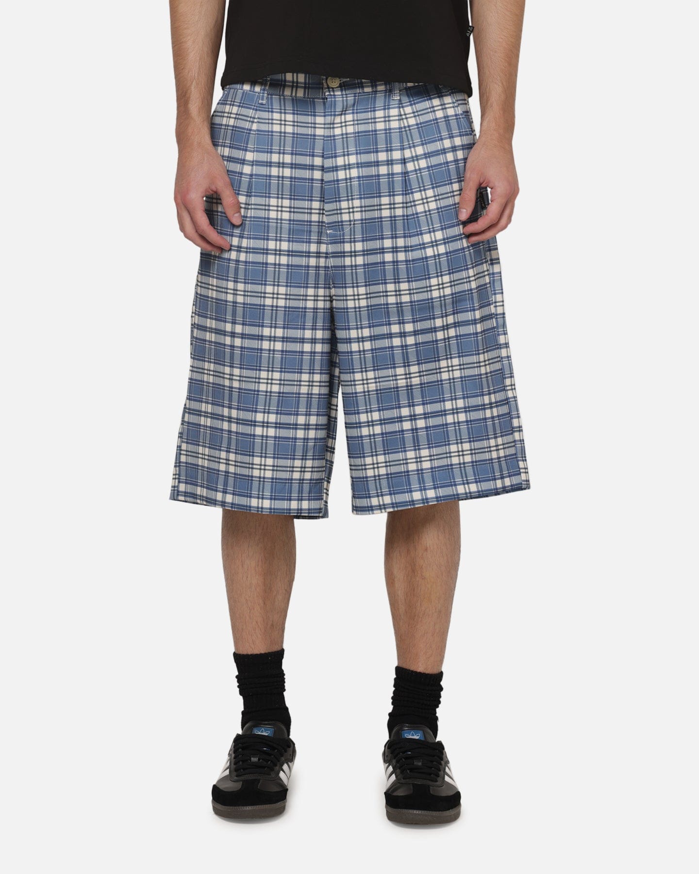 Carre Heritage Pleated Shorts Blue - plaid