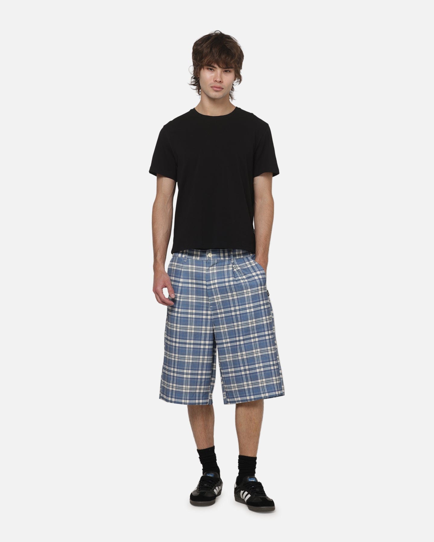 Carre Heritage Pleated Shorts Blue - plaid