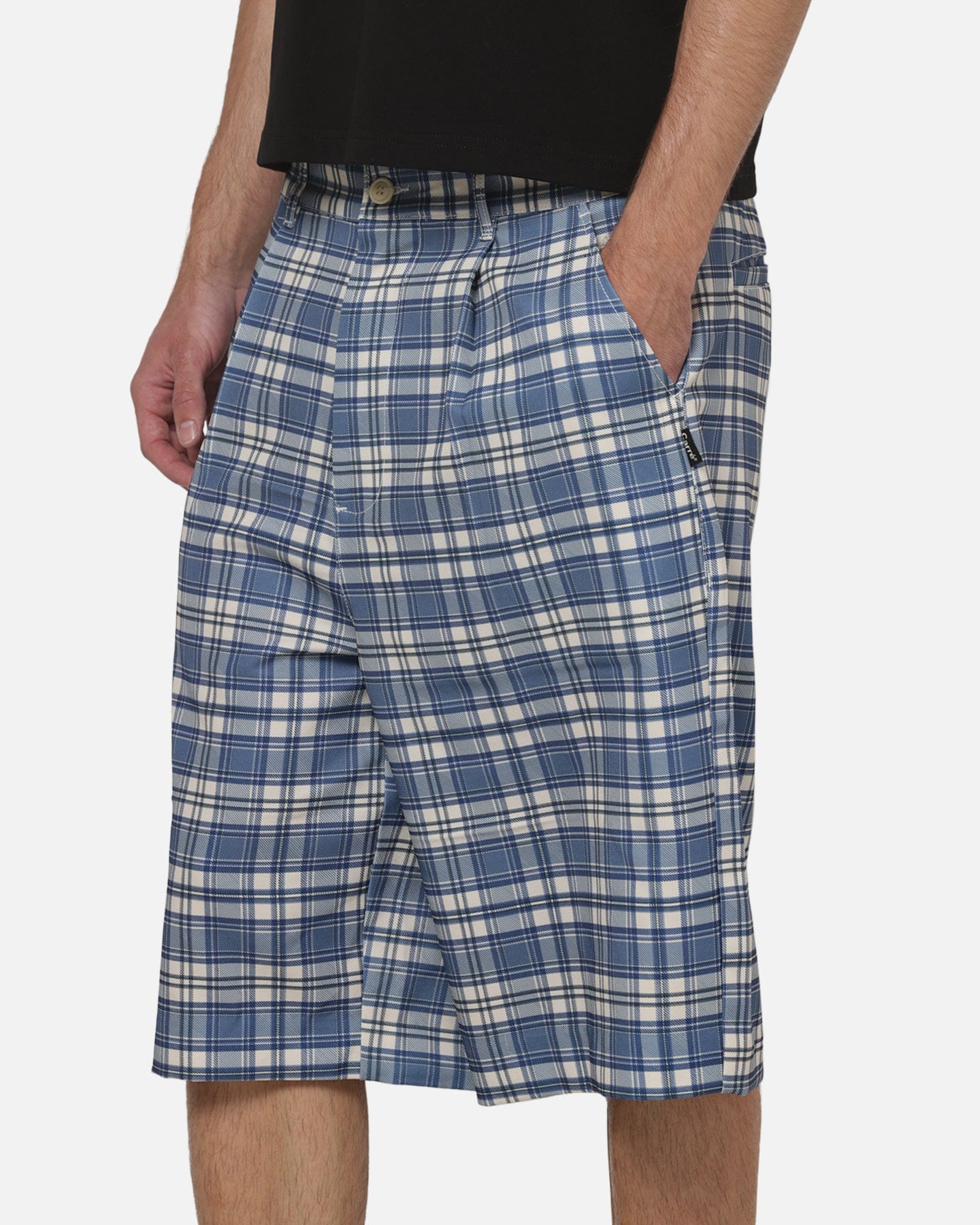 Carre Heritage Pleated Shorts Blue - plaid