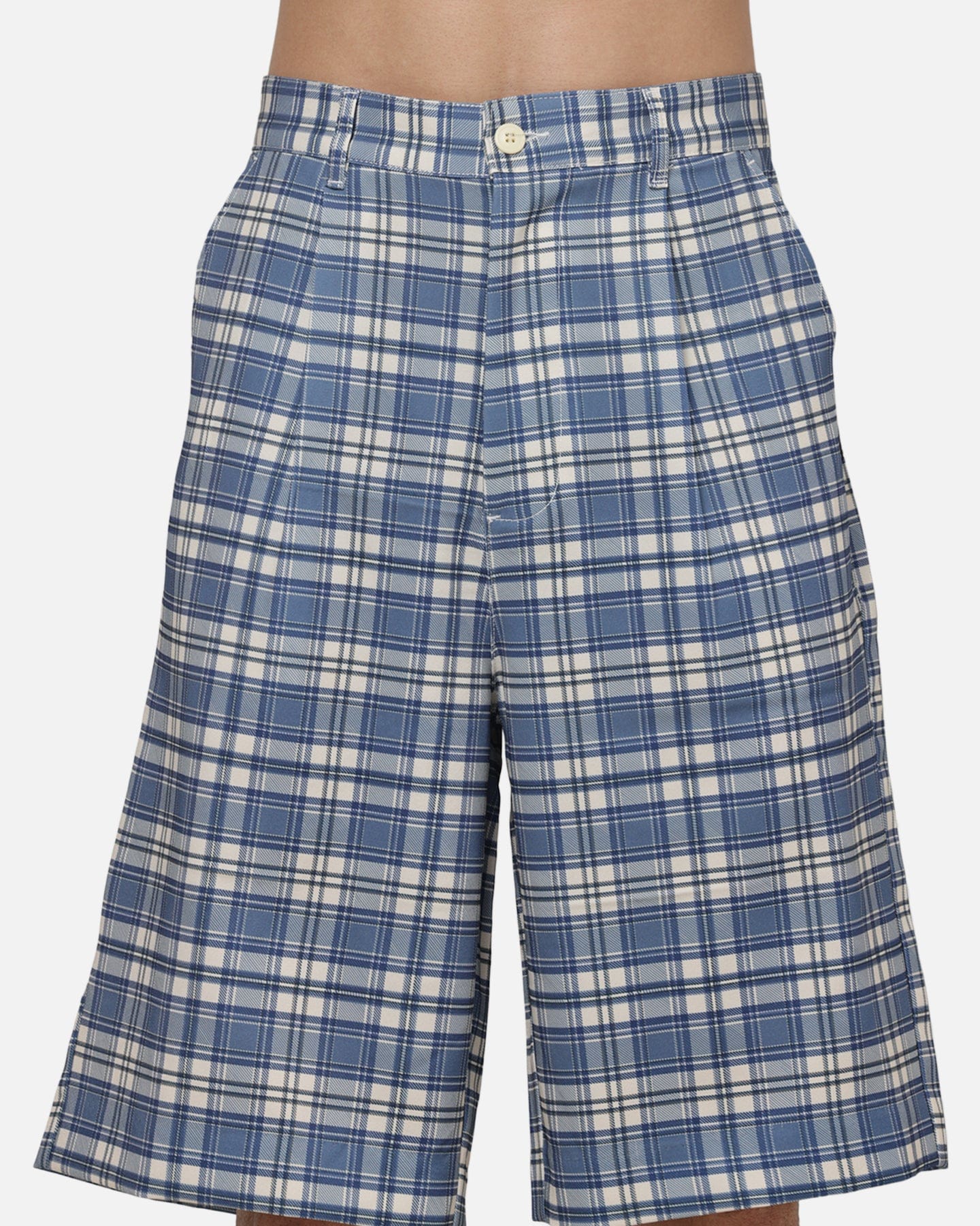 Carre Heritage Pleated Shorts Blue - plaid