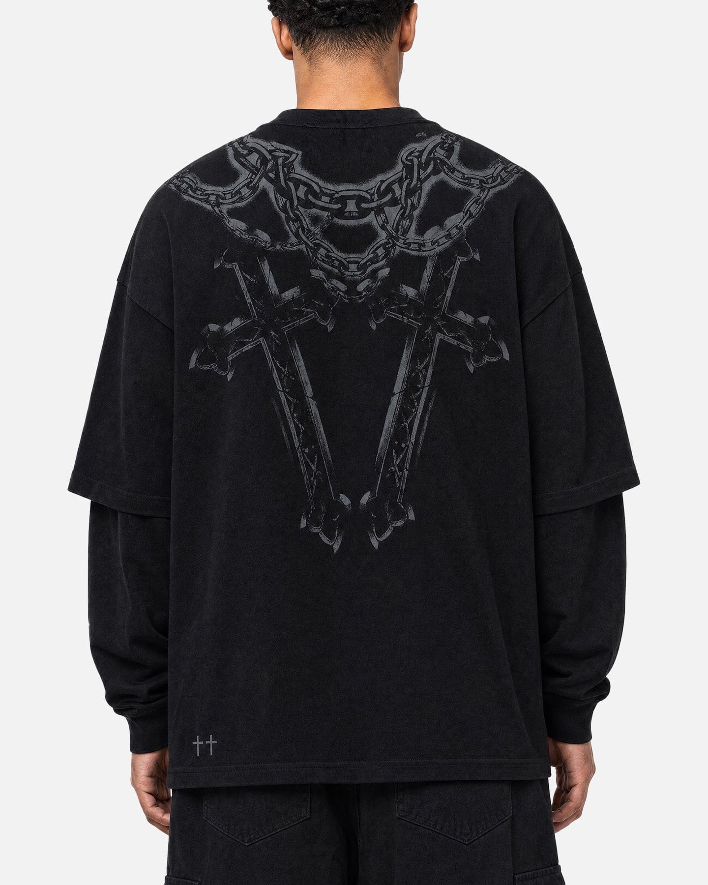 Saint Morta Renaissance Layered Long Sleeve T - Shirt Washed Black