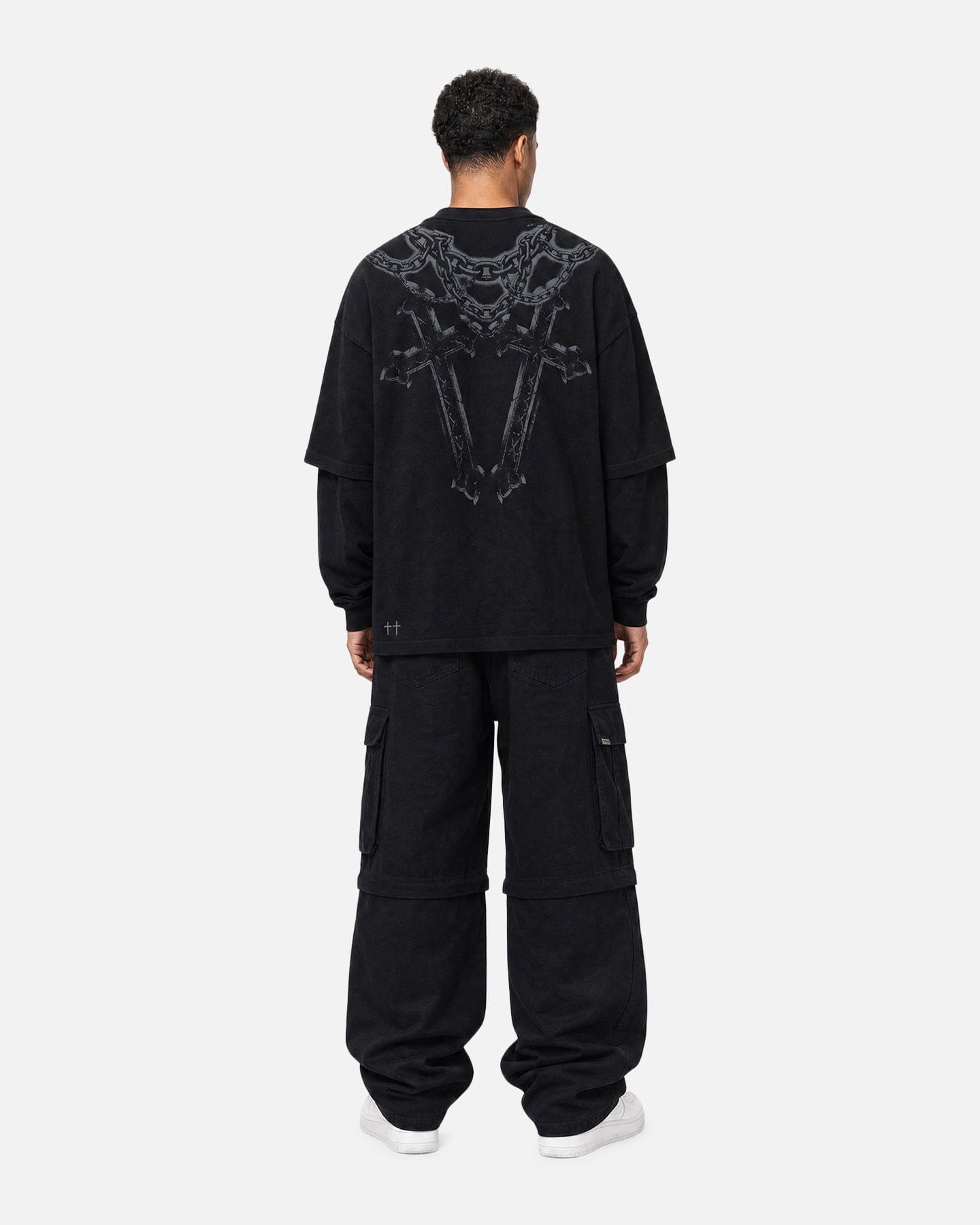 Saint Morta Renaissance Layered Long Sleeve T - Shirt Washed Black