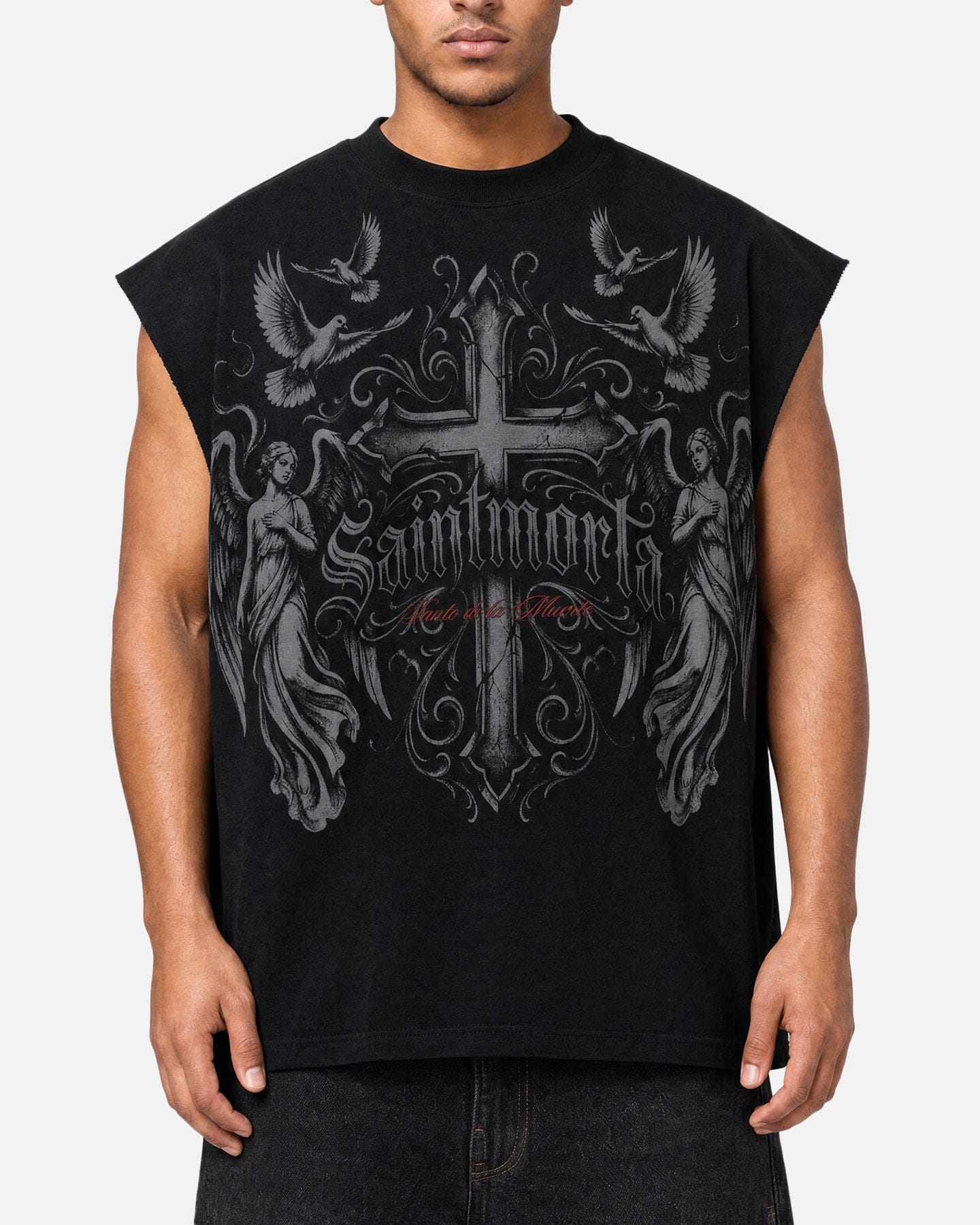 Saint Morta Renaissance Muscle T - Shirt Washed Black