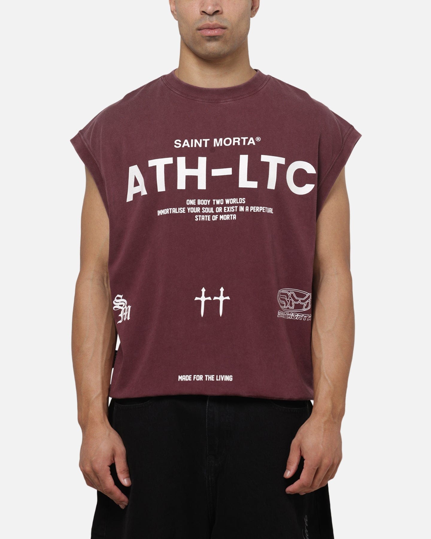 Saint Morta Athletc Cut Off Sweat T - Shirt Pigment Washed