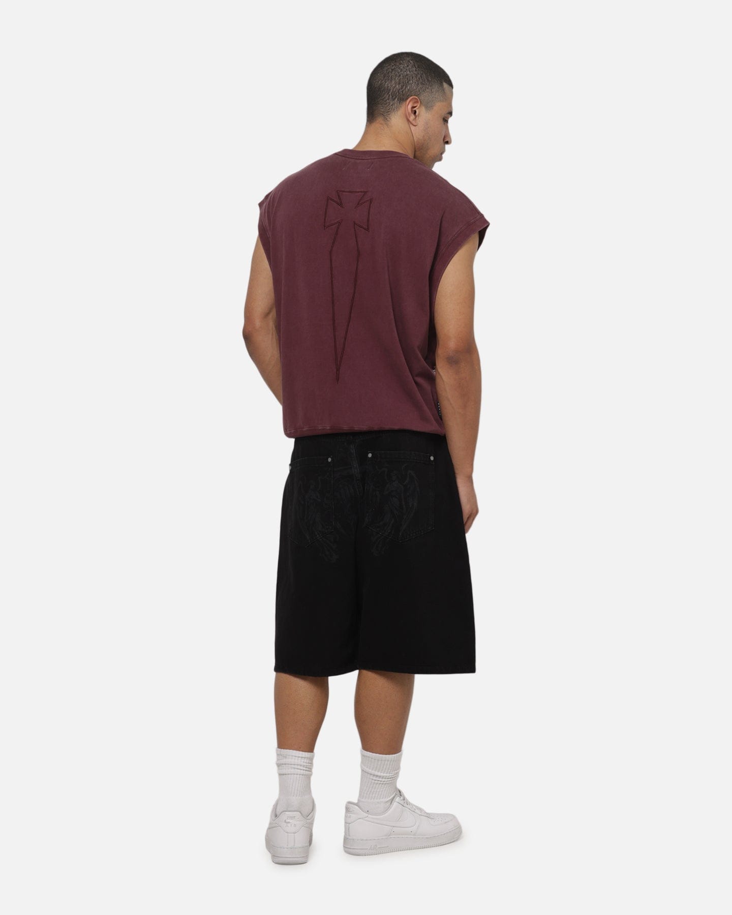 Saint Morta Athletc Cut Off Sweat T - Shirt Pigment Washed