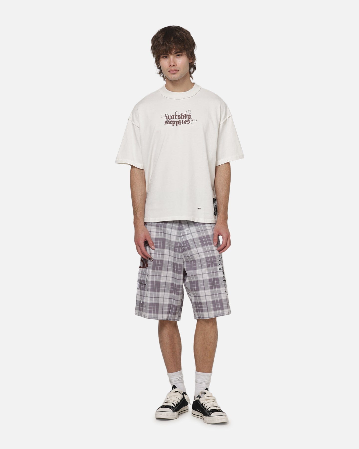 Worship Restraint Box Crop Reverse T - Shirt Coconut Milk