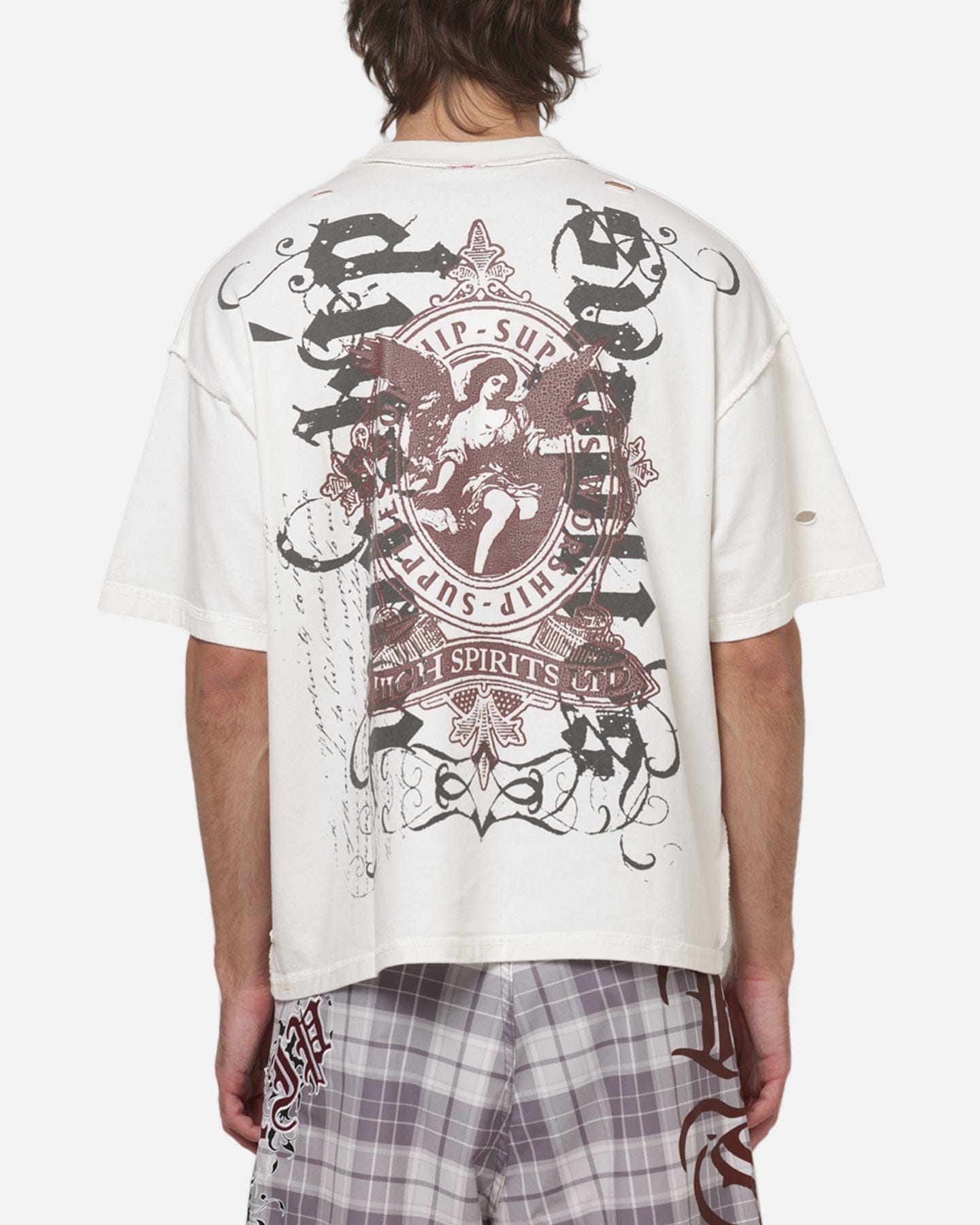 Worship Restraint Box Crop Reverse T - Shirt Coconut Milk