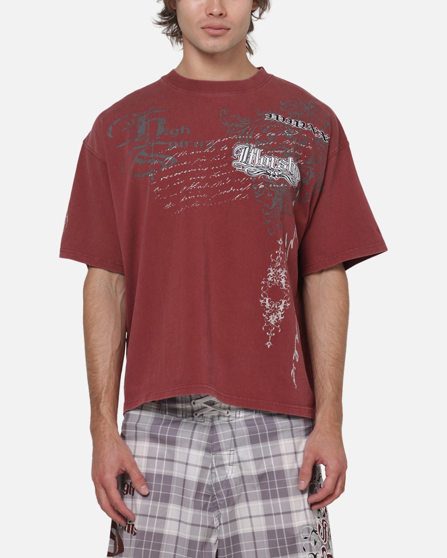 Worship Catharsis Box Crop T - Shirt Port Wine