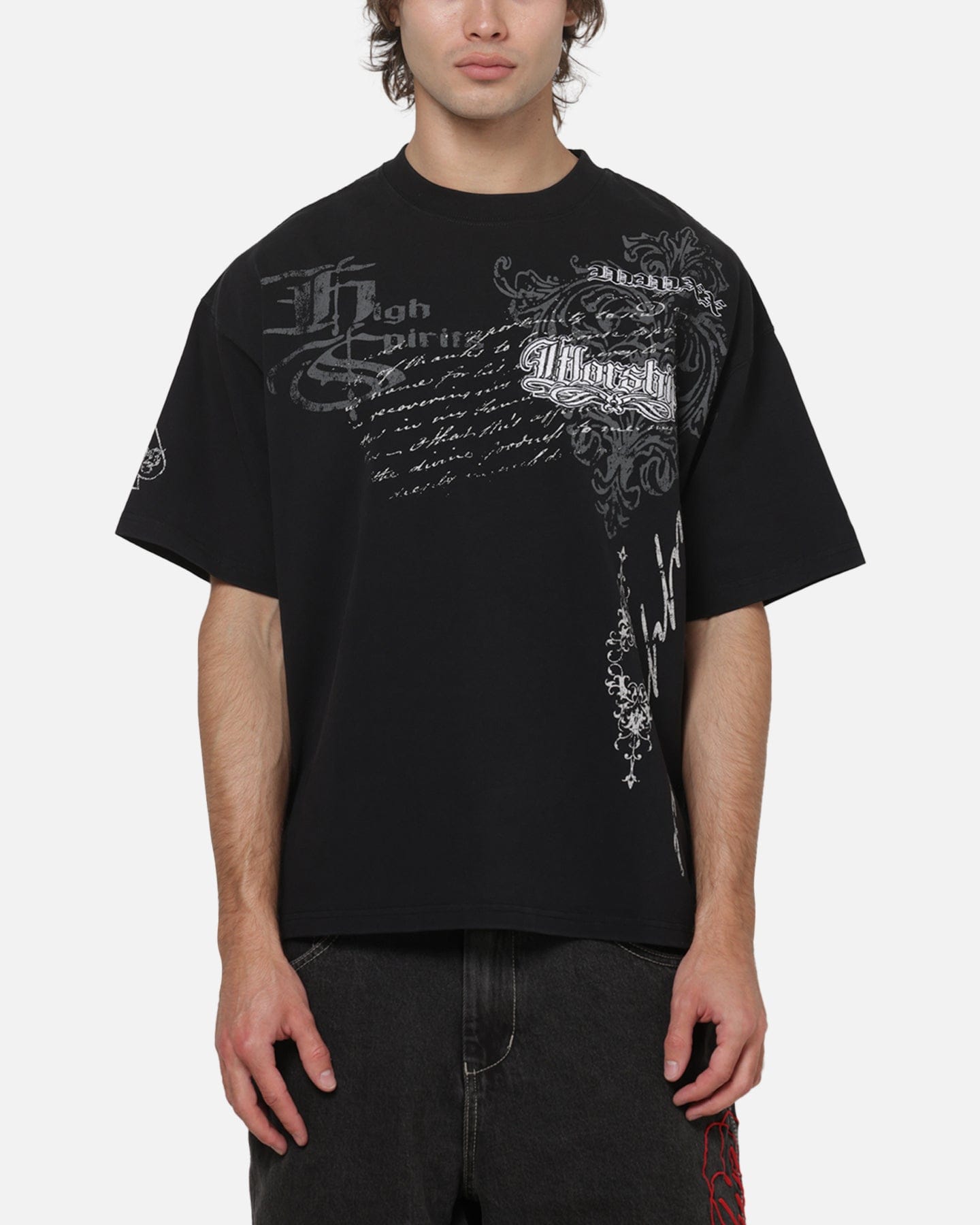 Worship Catharsis Box Crop T - Shirt Washed Black