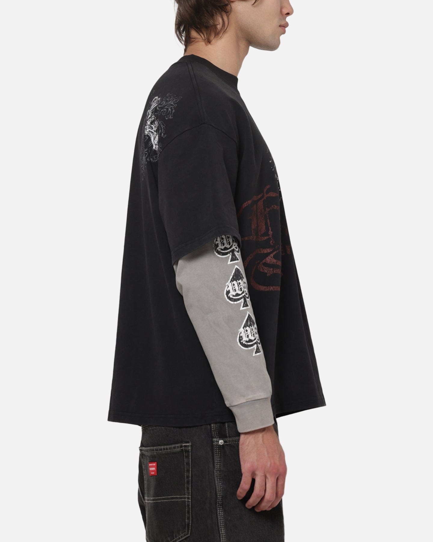 Worship Catharsis Box Crop Long Sleeve T - Shirt Washed Black